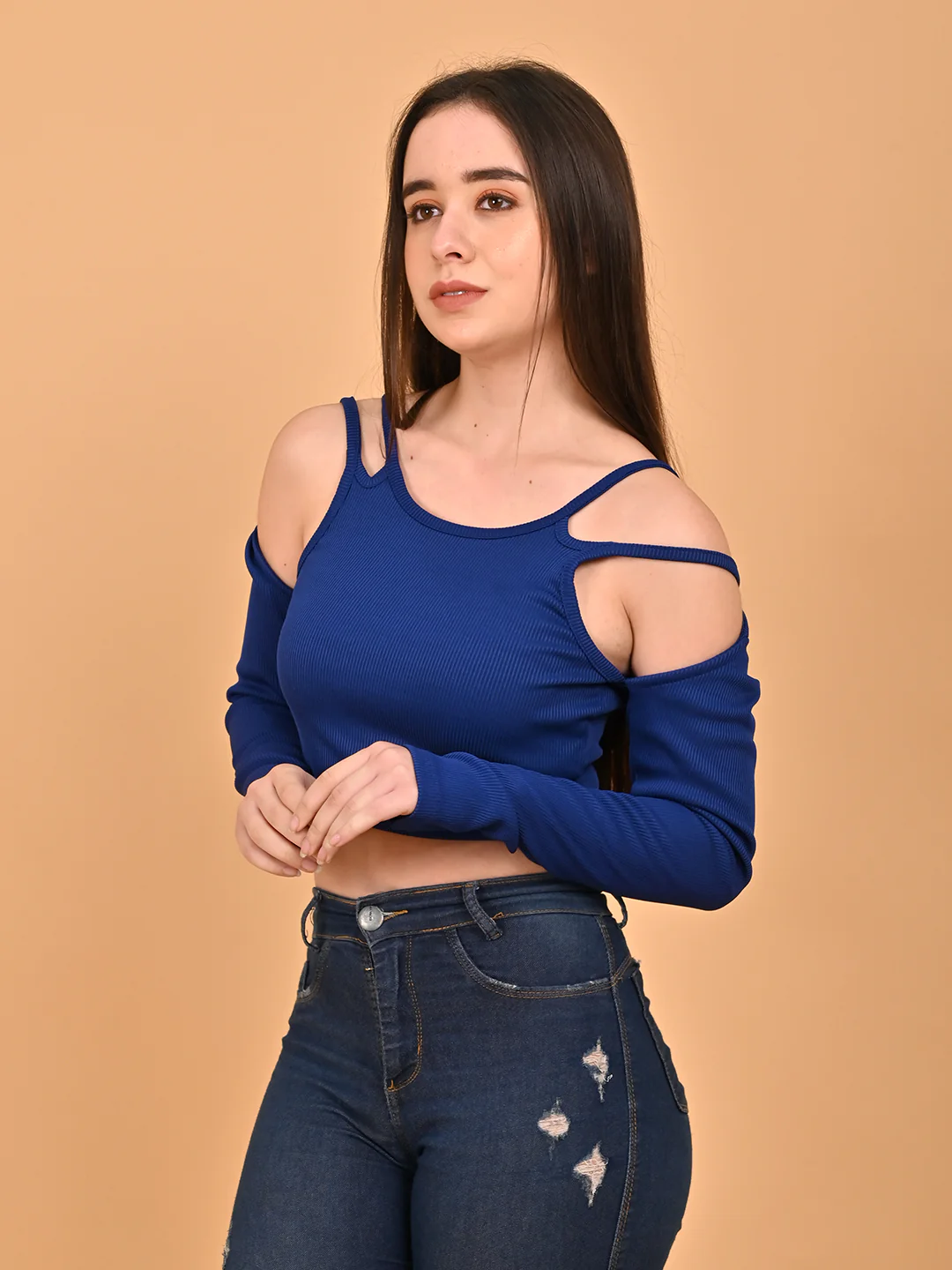 Women Dark Green Cut Out Top - Image 4
