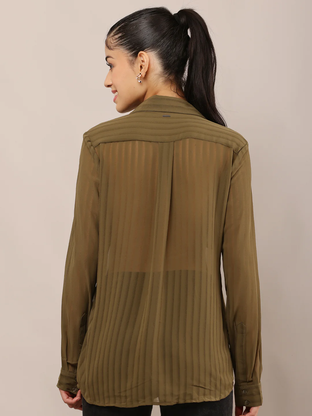 Women Dark Sea Green Button-Down Shirt - Image 4
