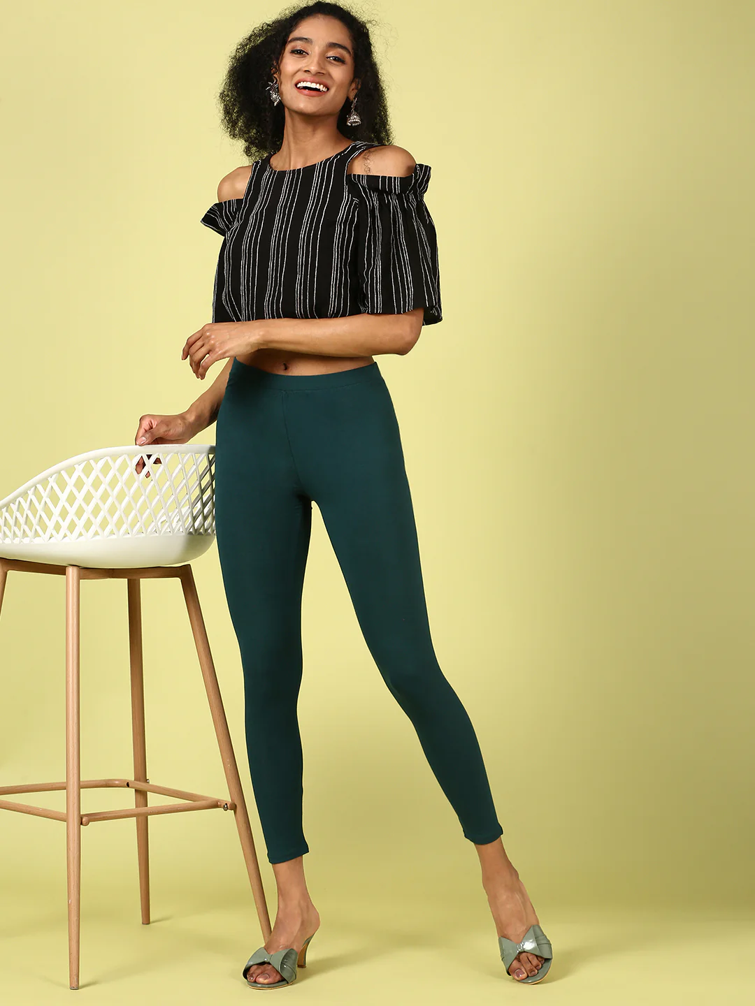 Women Green Casual Leggings