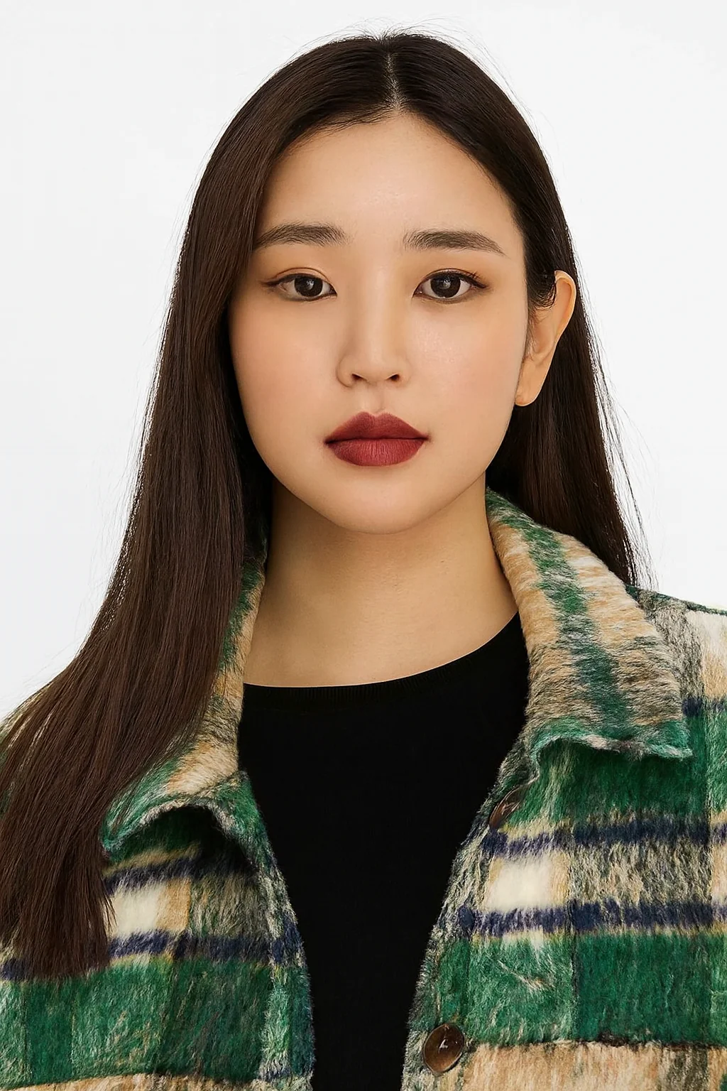 Women Green Checked Winter Jacket - Image 3