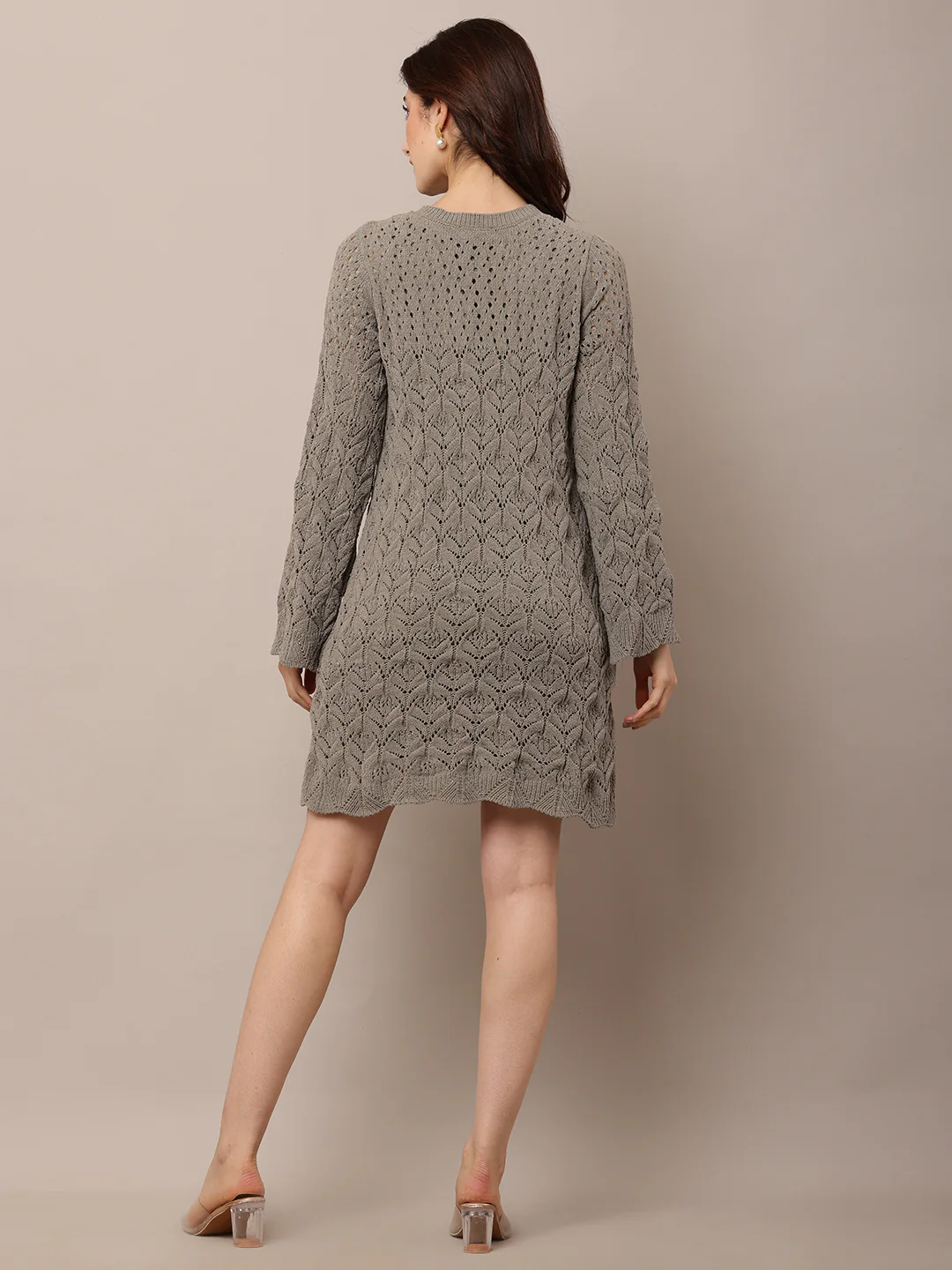 Women Green Crochet Shift Dress - Image 4