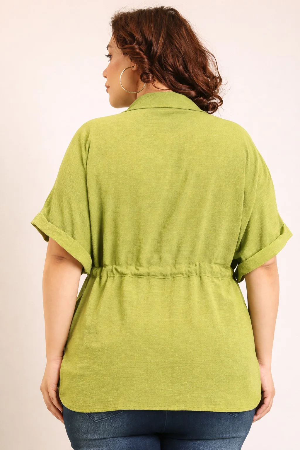 Women Green Drawstring Shirt - Image 2