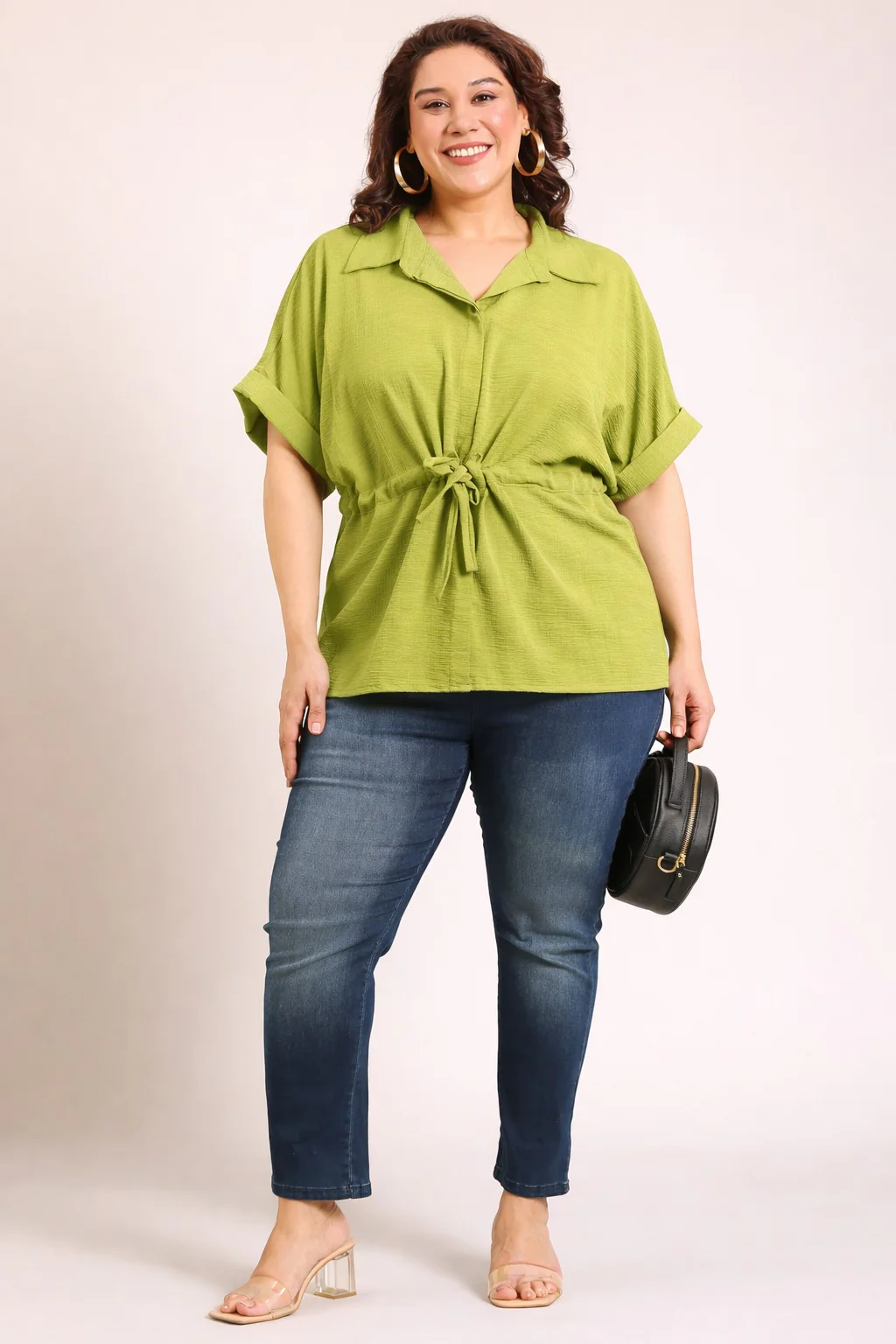 Women Green Drawstring Shirt - Image 5