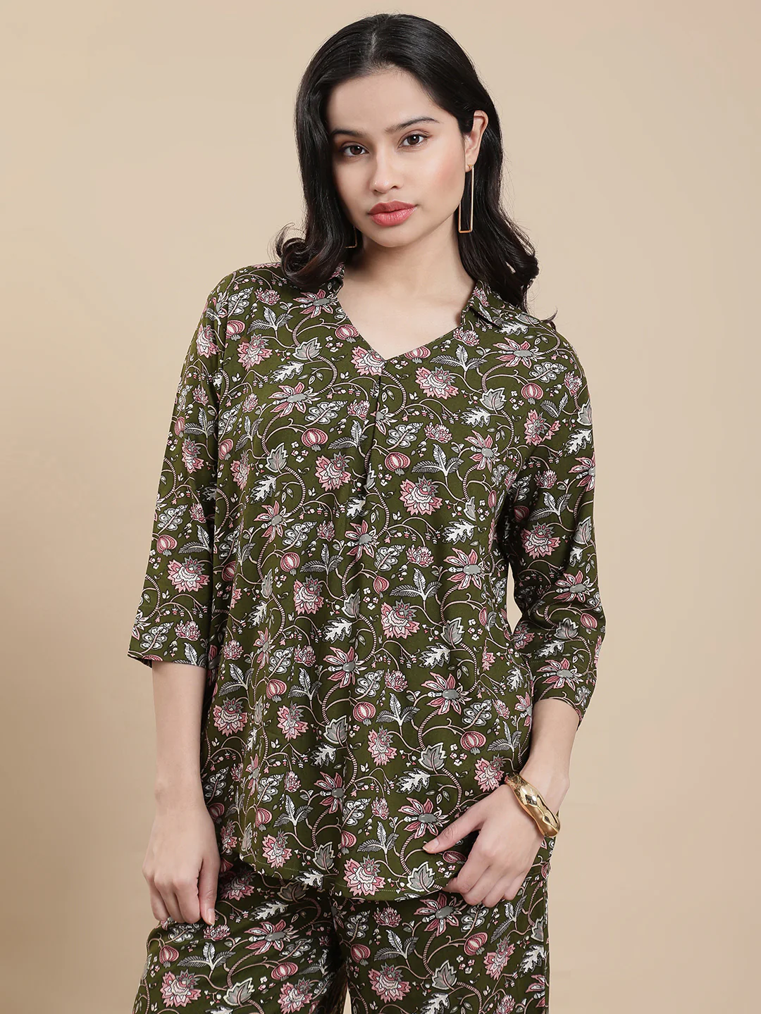 Women Green Festive Top