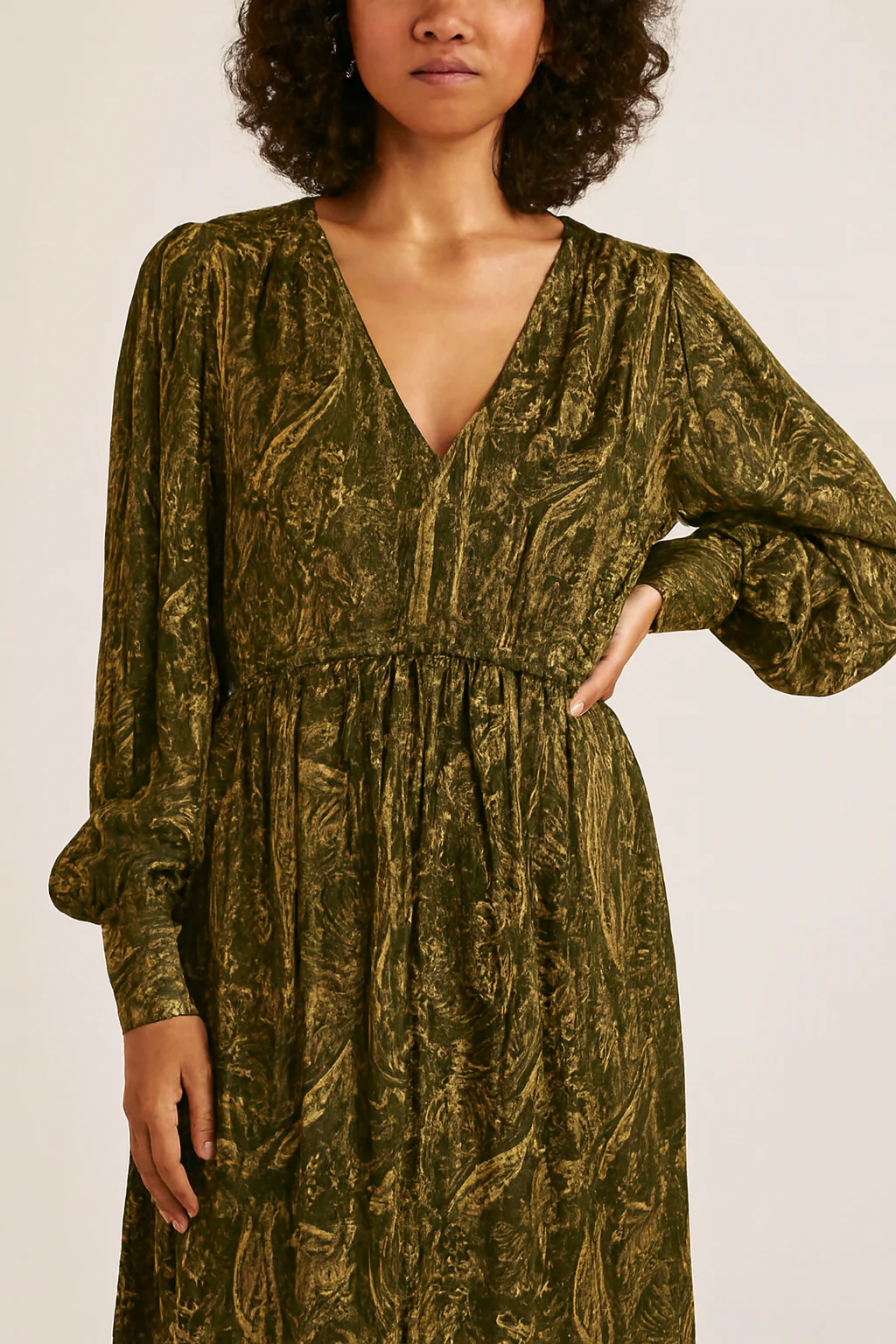 Women Green Printed Maxi Dress - Image 3