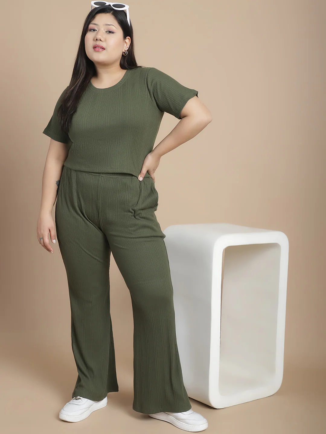 Women Green Slim Fit co-ords