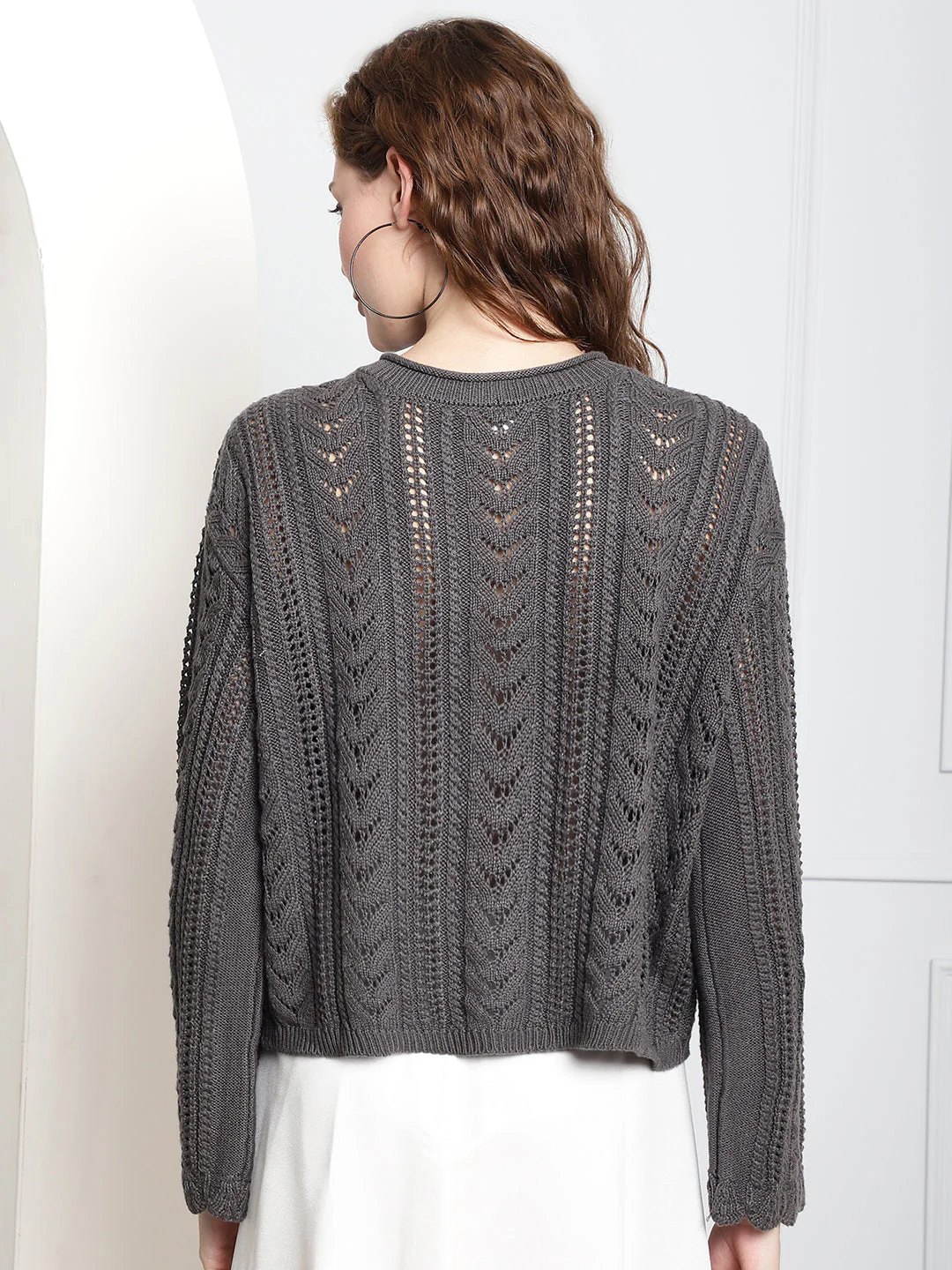 Women Grey Button Down Cardigan - Image 7
