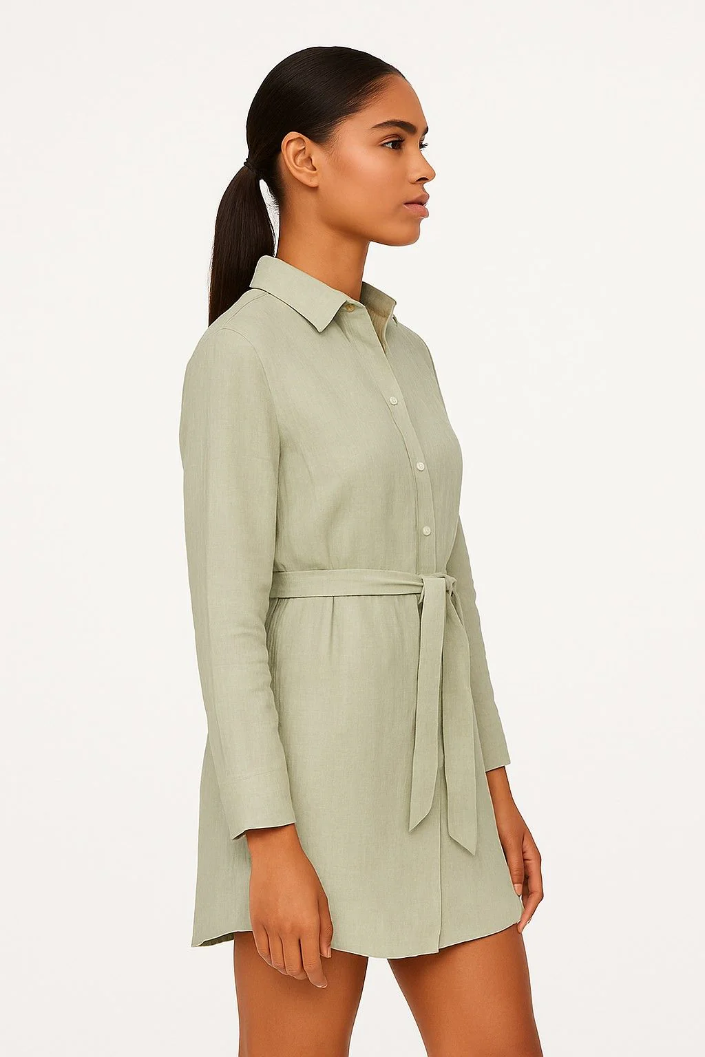 Women Grey Cotton Shirt Dress - Image 5