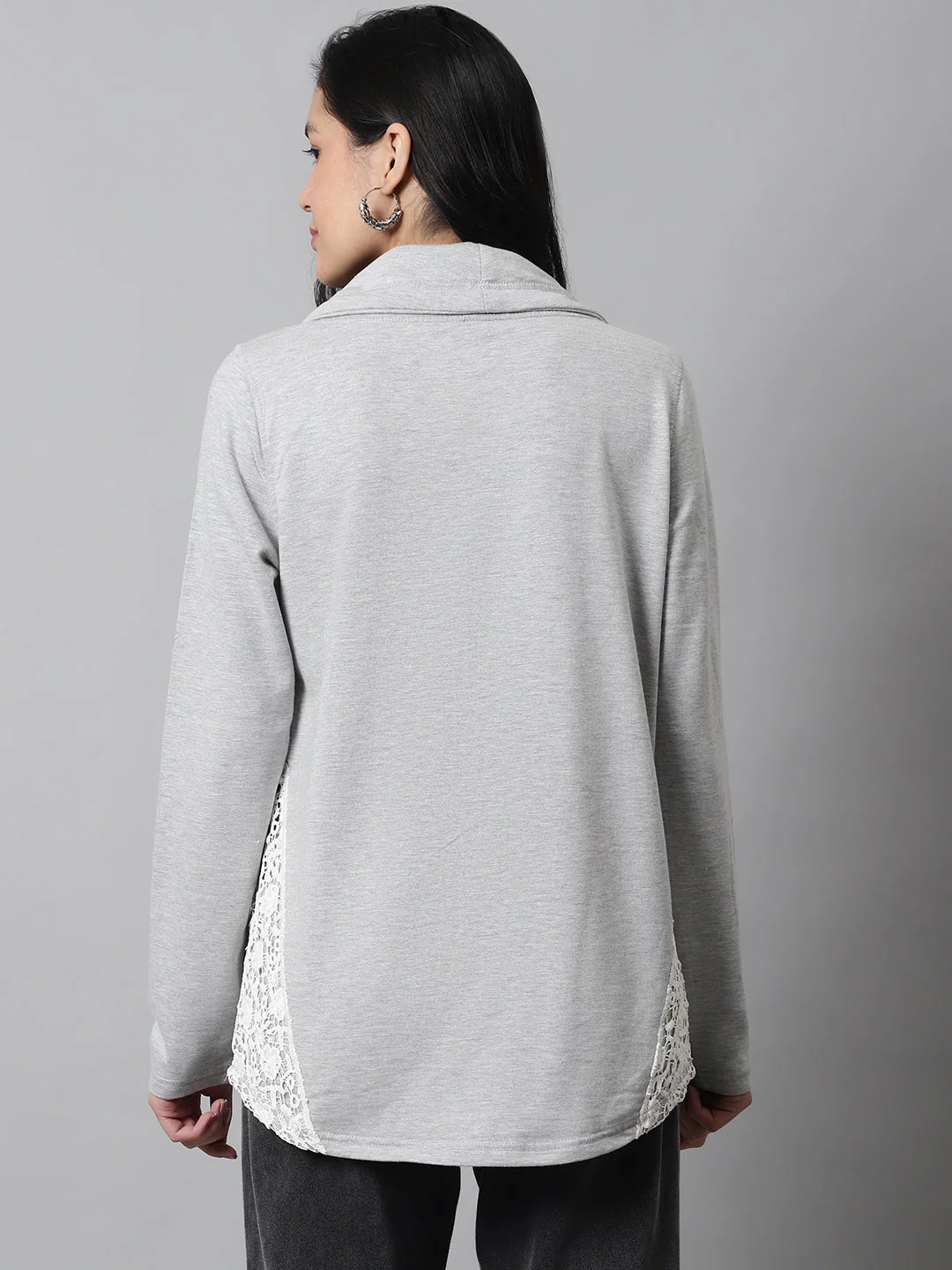 Women Grey Cotton Sweater - Image 5