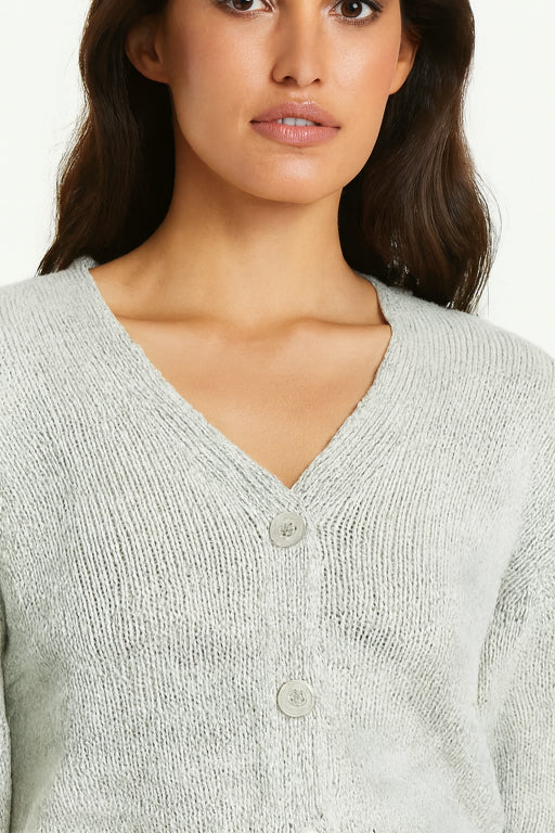 Women Grey Solid Cardigan - Image 3