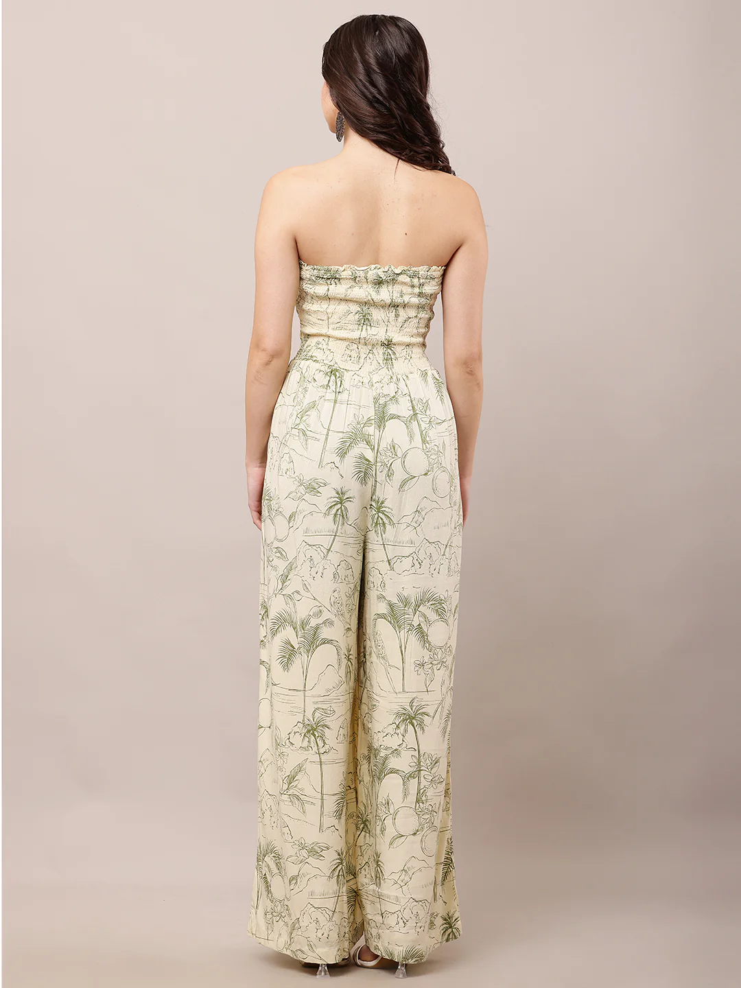 Women Lemon Printed Off-Shoulder Rayon Jumpsuit - Image 4