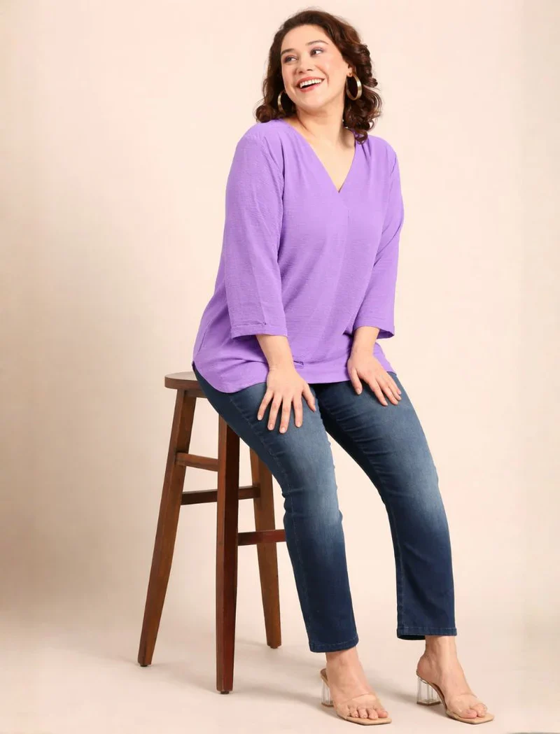 Women Lilac Front Pleat Top - Image 5