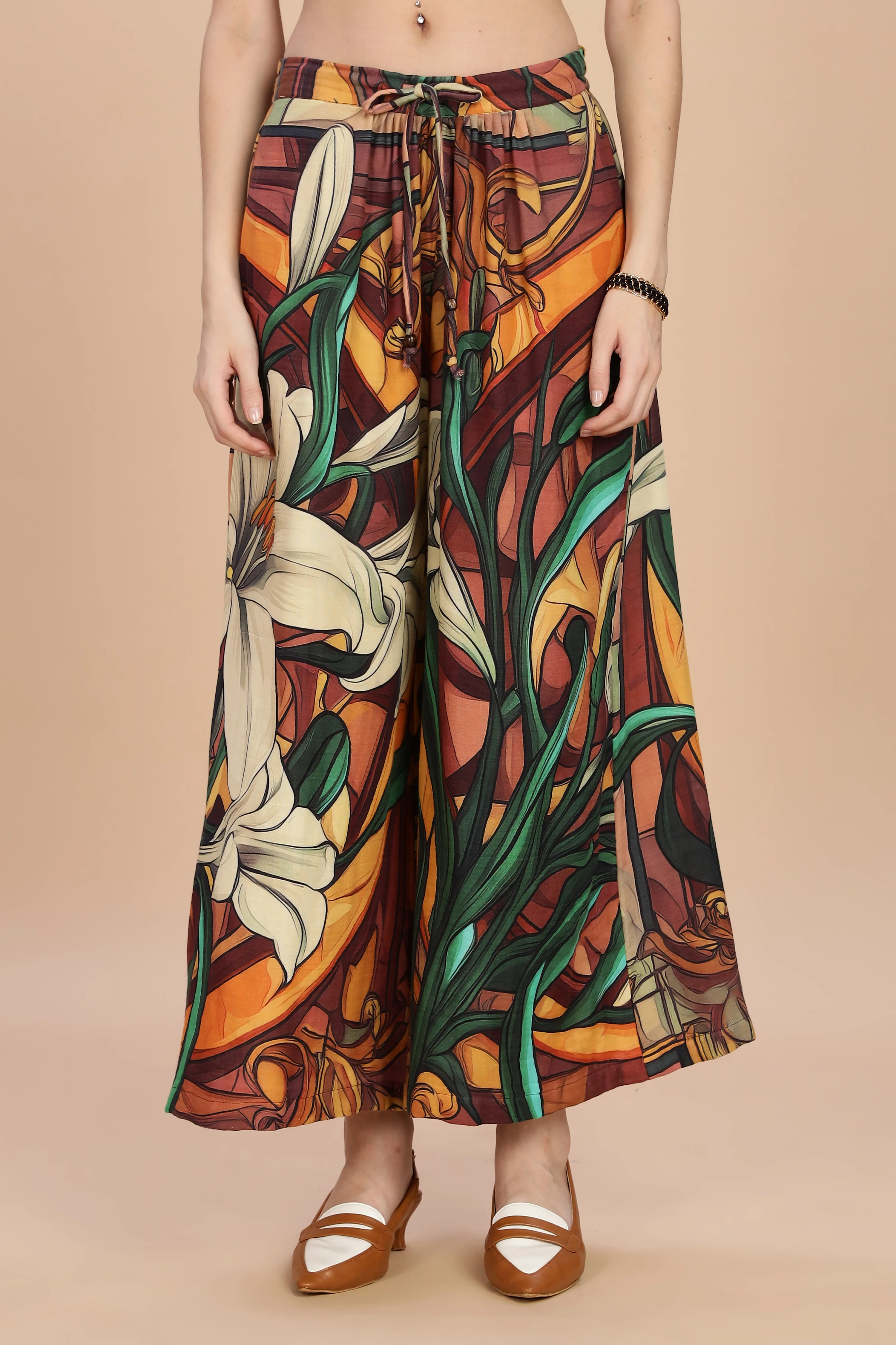 Women Liliare Flared Gauge Cotton Pant - Image 3