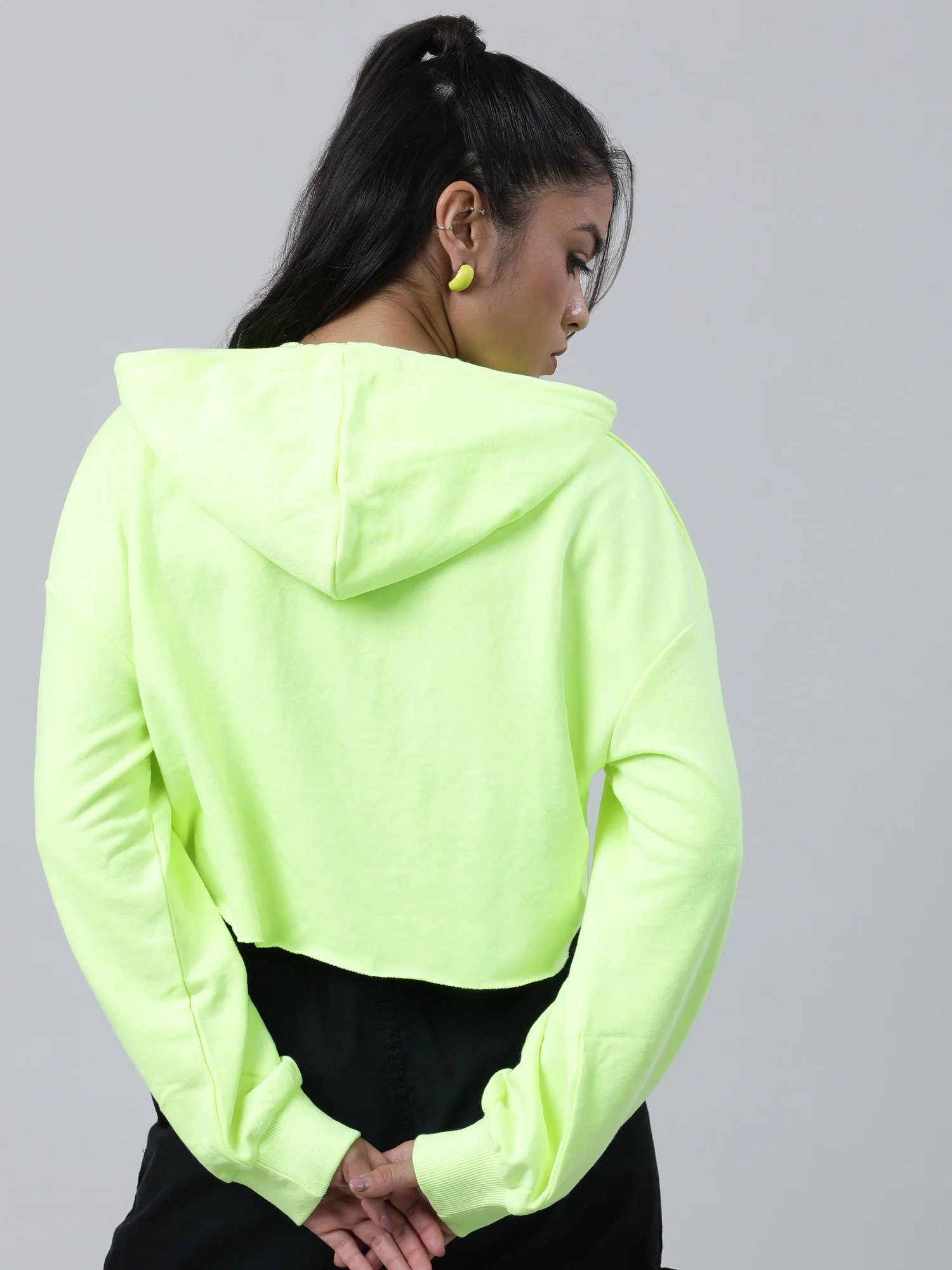 Women Boxy Crop Hoodie Top - Image 2