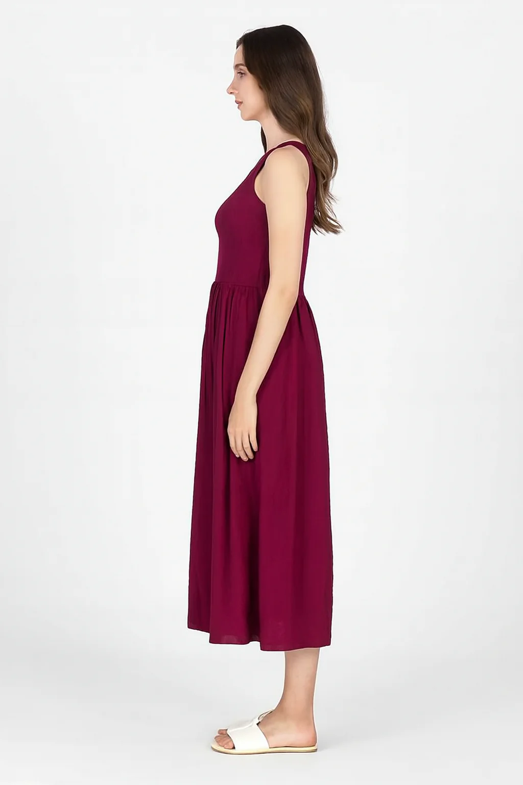 Women Maroon Breeze Stretchable Midi Dress - Image 4