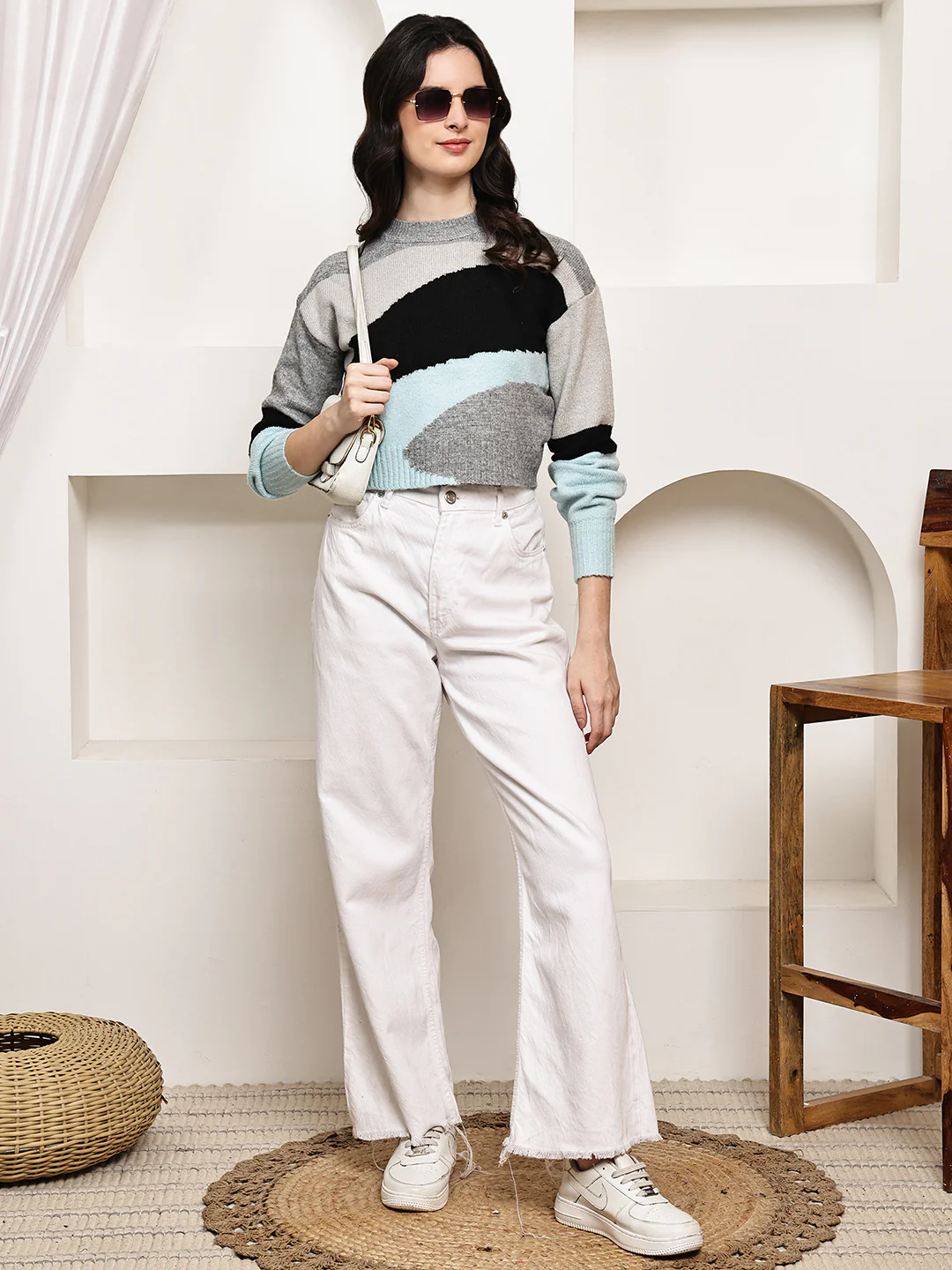 Women Multicolor Acrylic Knit Sweater - Image 5
