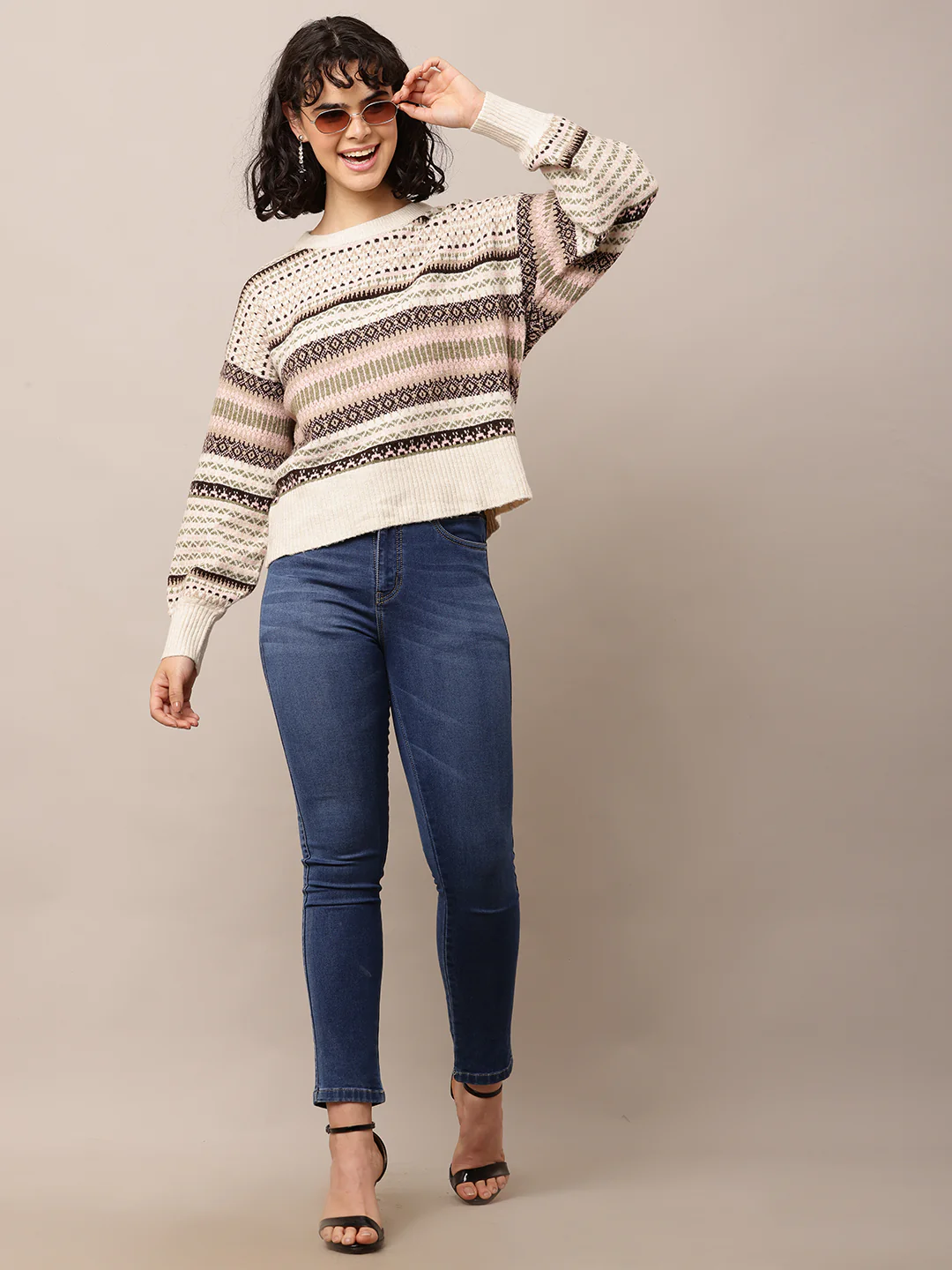 Women Multicolour Printed Nylon Sweater - Image 3