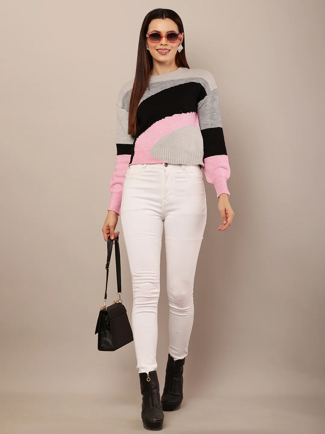 Women Multicolour Round Neck Sweater - Image 7