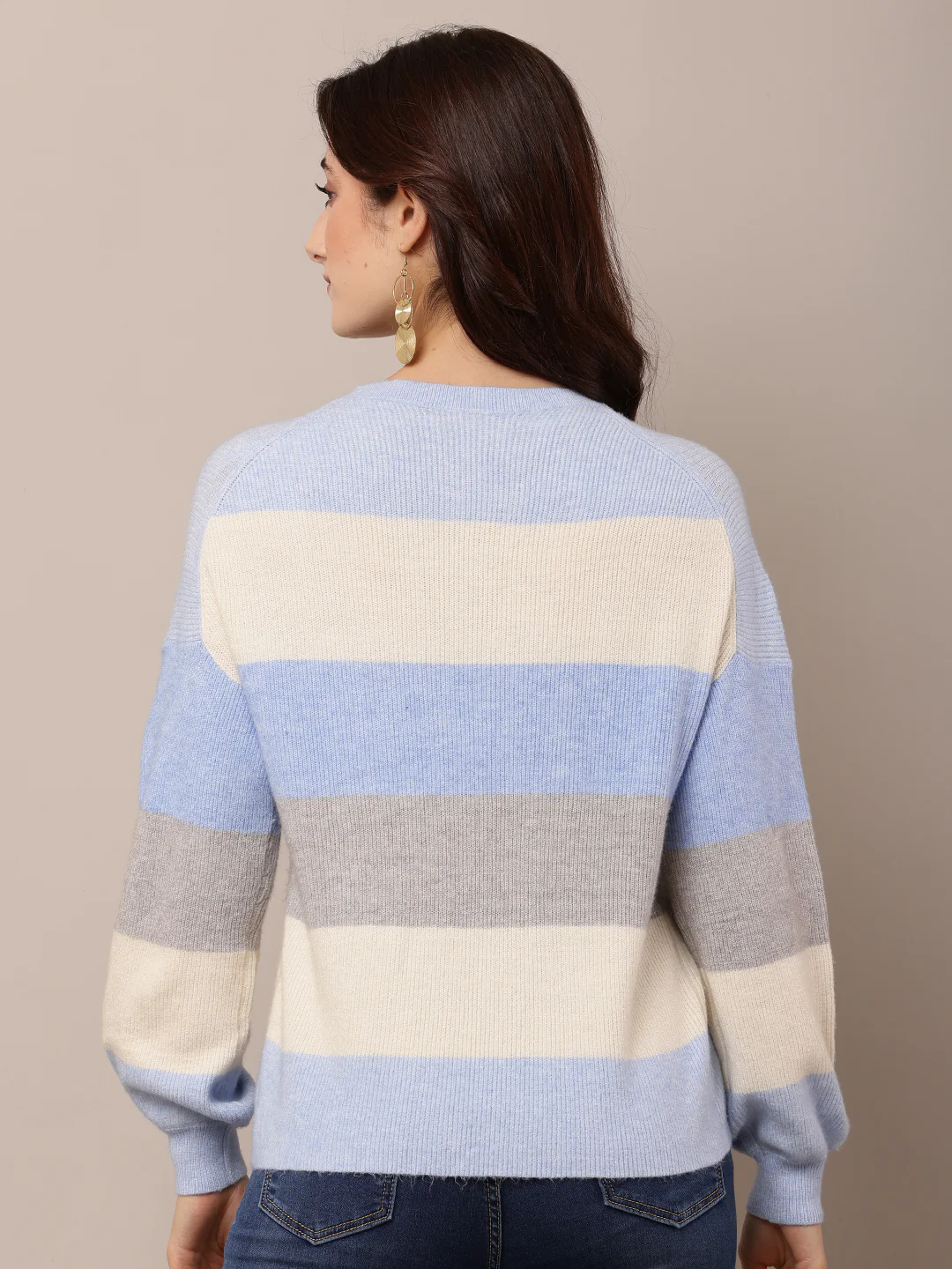 Women Multicolour Striped Viscose Sweater - Image 4