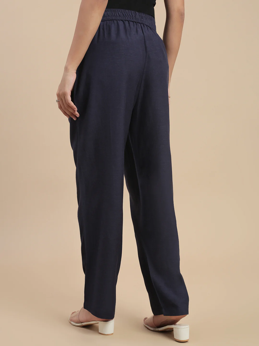 Women Navy Casual Pants - Image 3