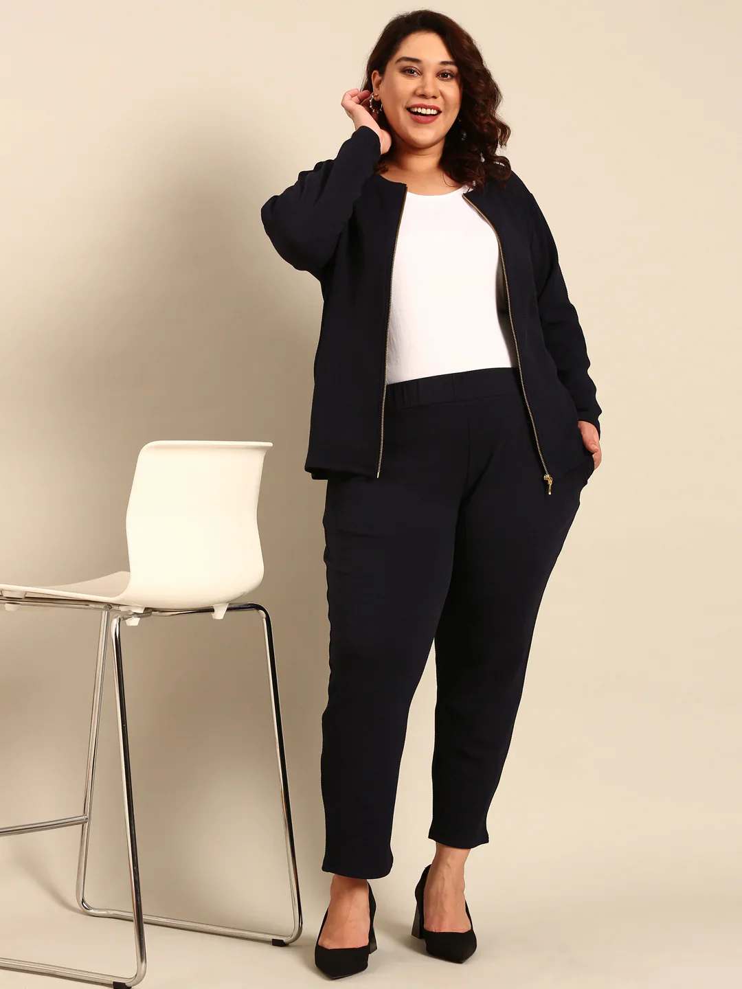 Women Navy Formal Jacket - Image 2