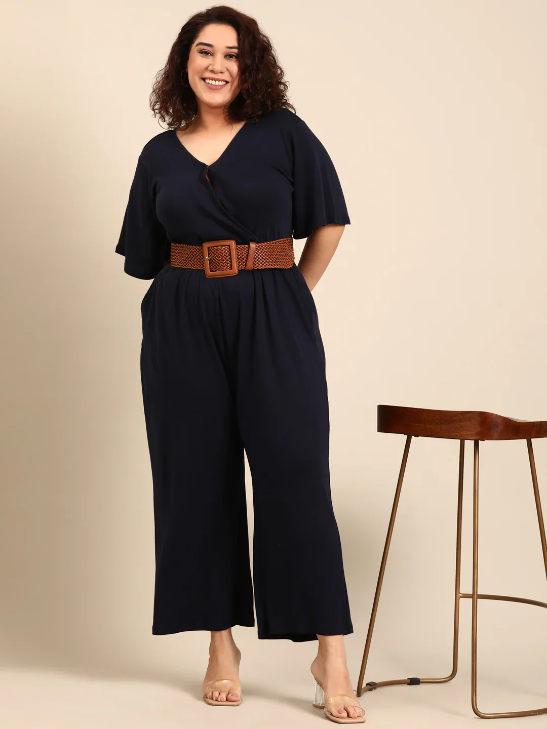 Women Navy Solid Jumpsuit - Image 5
