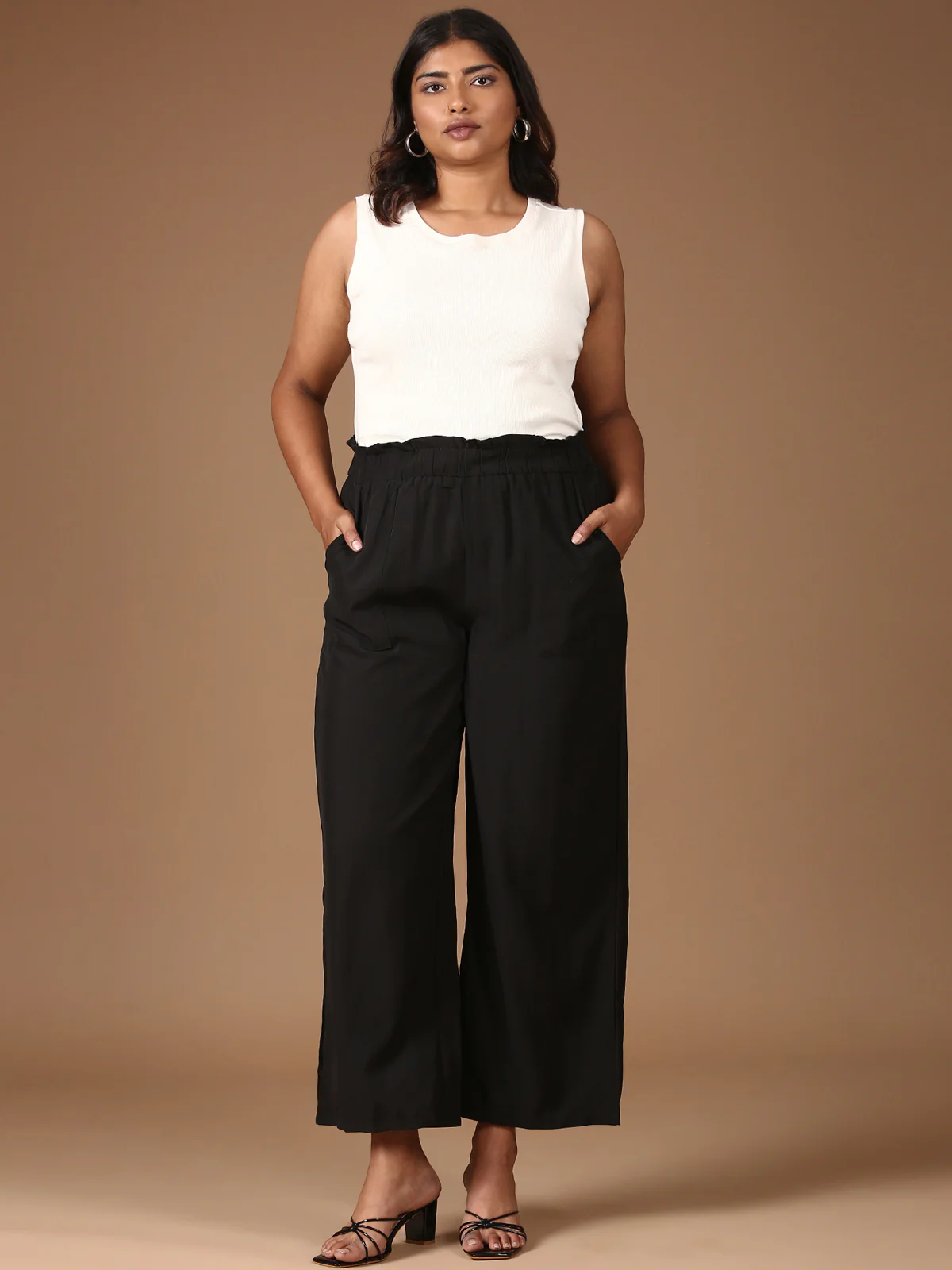 Women Navy Wide-Leg Trousers - Image 4