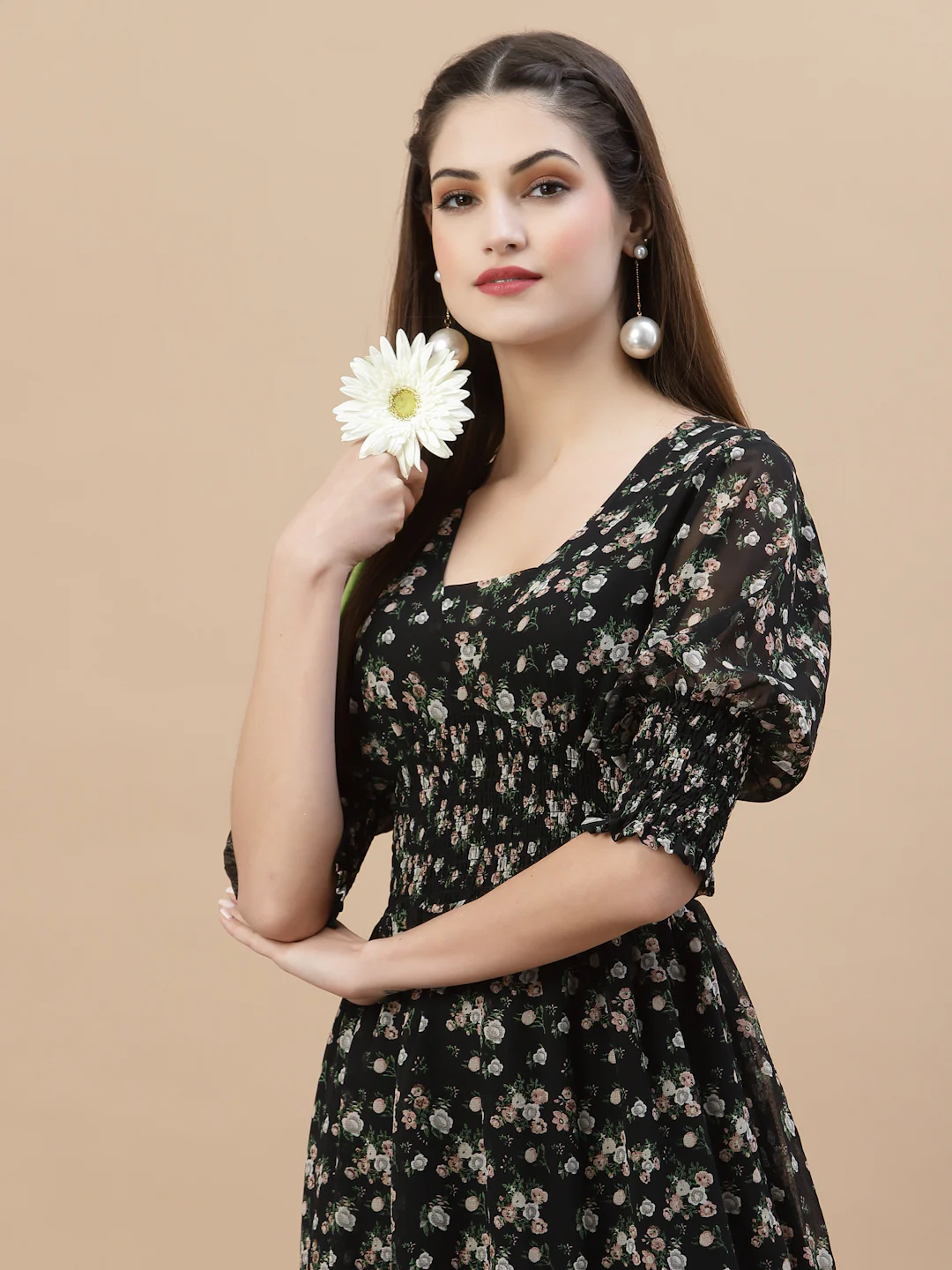 Women V-Neck Ruffle Dress