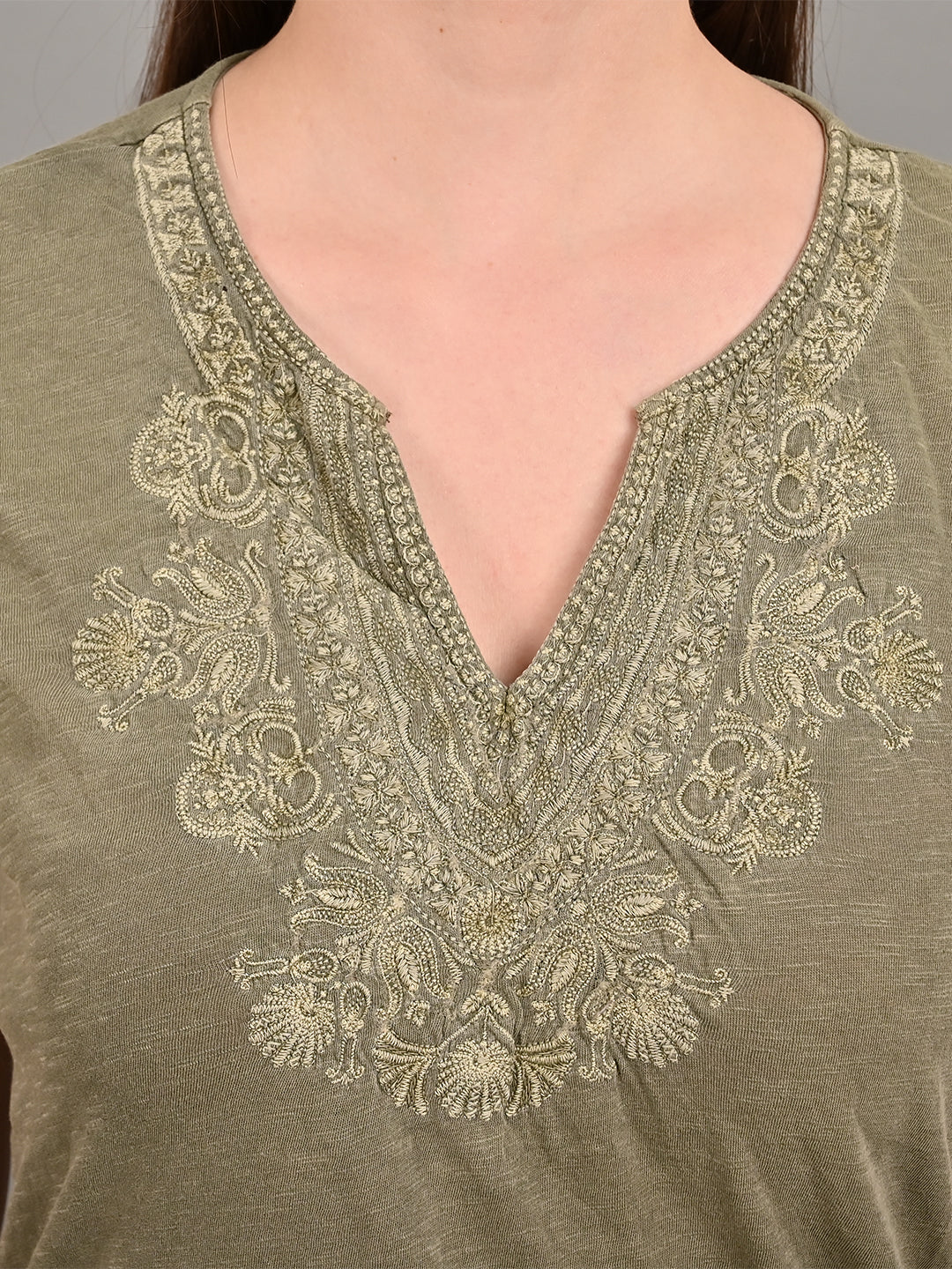 Women Olive Oil Dyed Top - Image 4