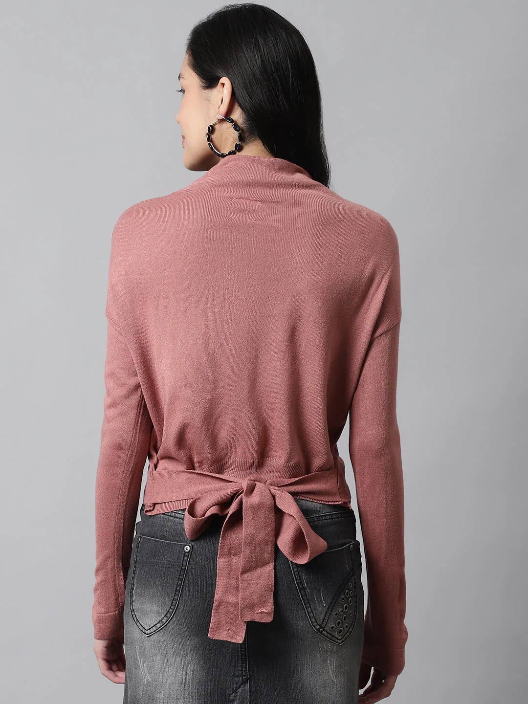 Women Peach Back Knot Sweater - Image 5