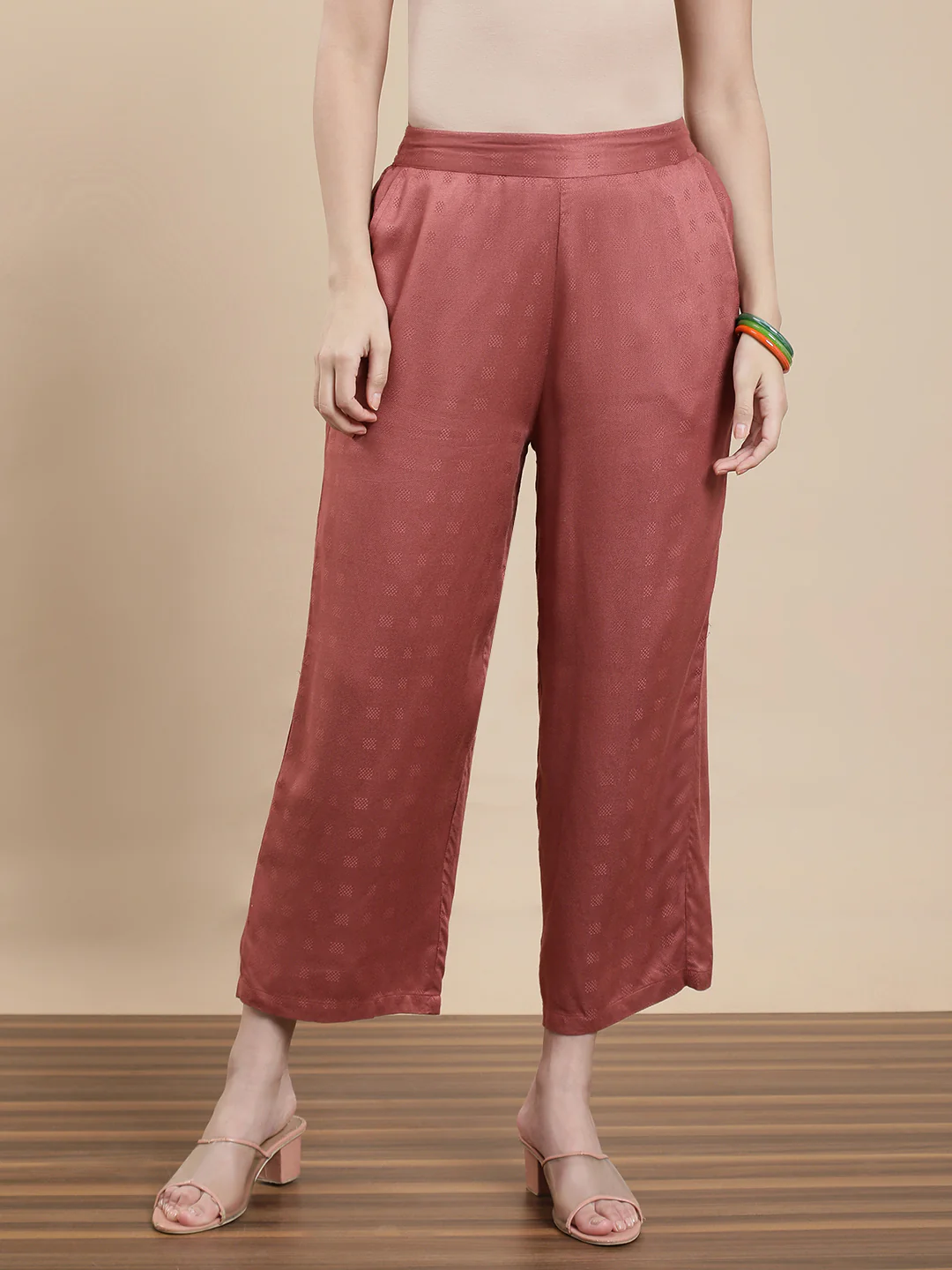 Women Peach Casual Palazzo