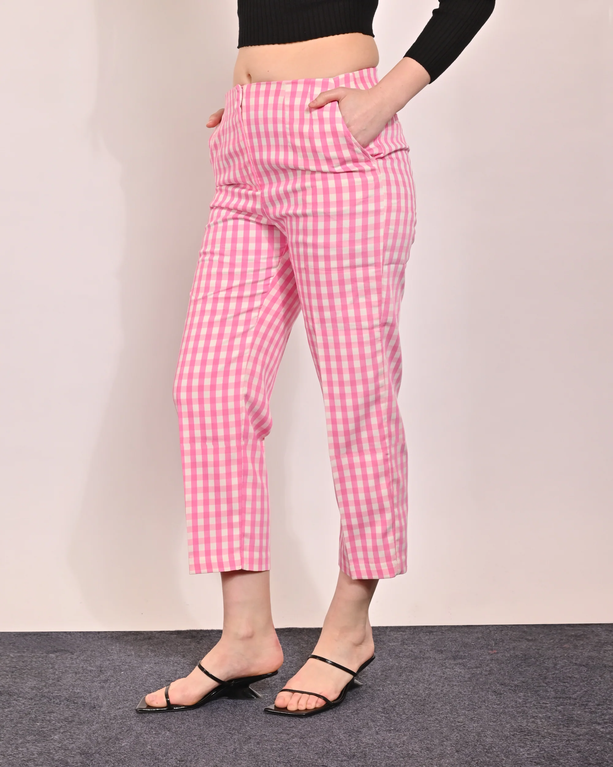 Women Pink Ankle Pants - Image 2