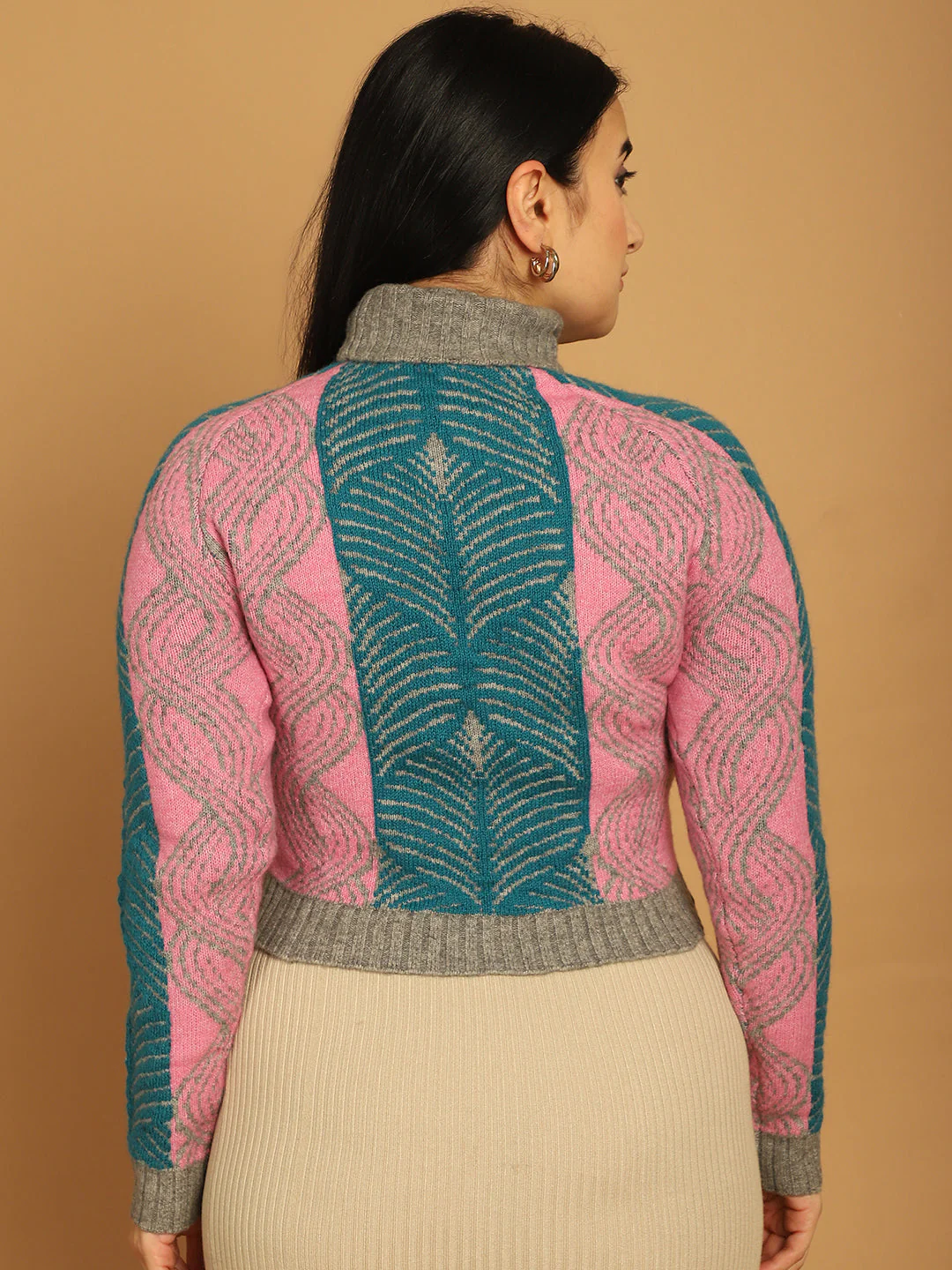 Women Pink Printed Sweater - Image 5