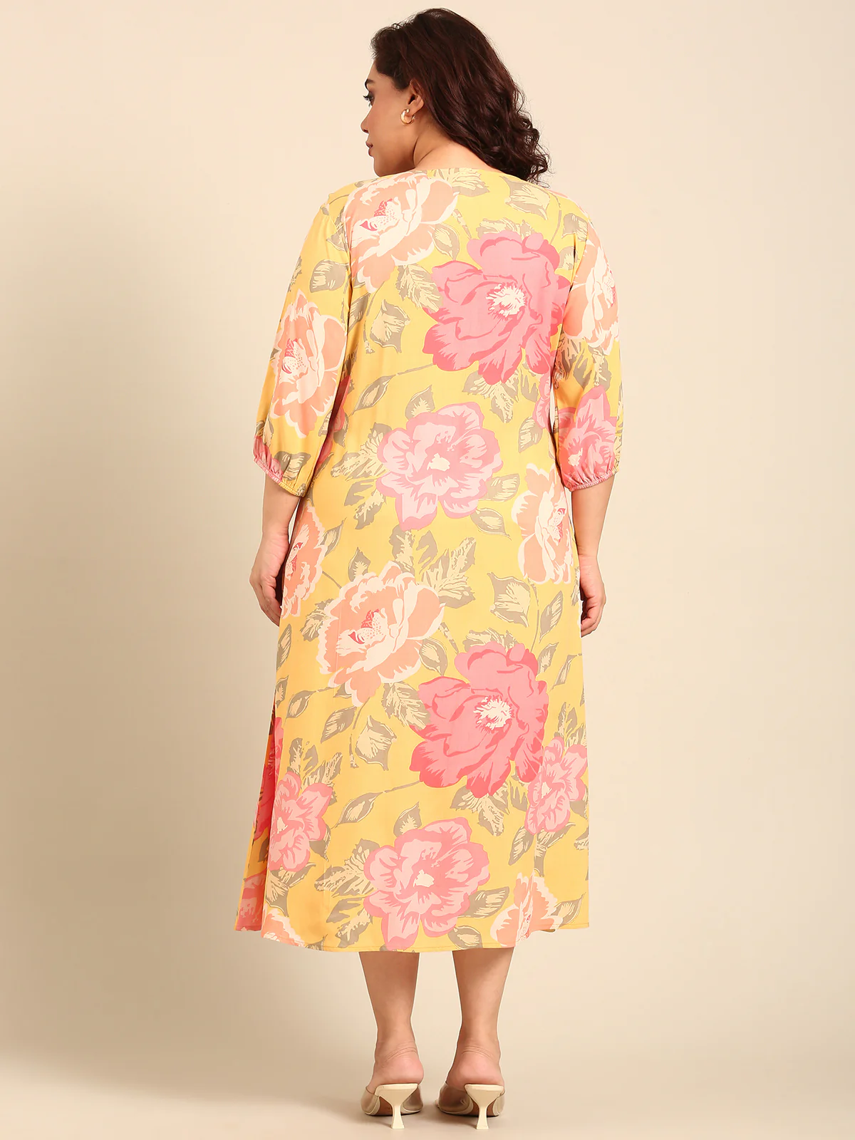 Women Plus Blomming Floral Placement Print Dress - Image 3