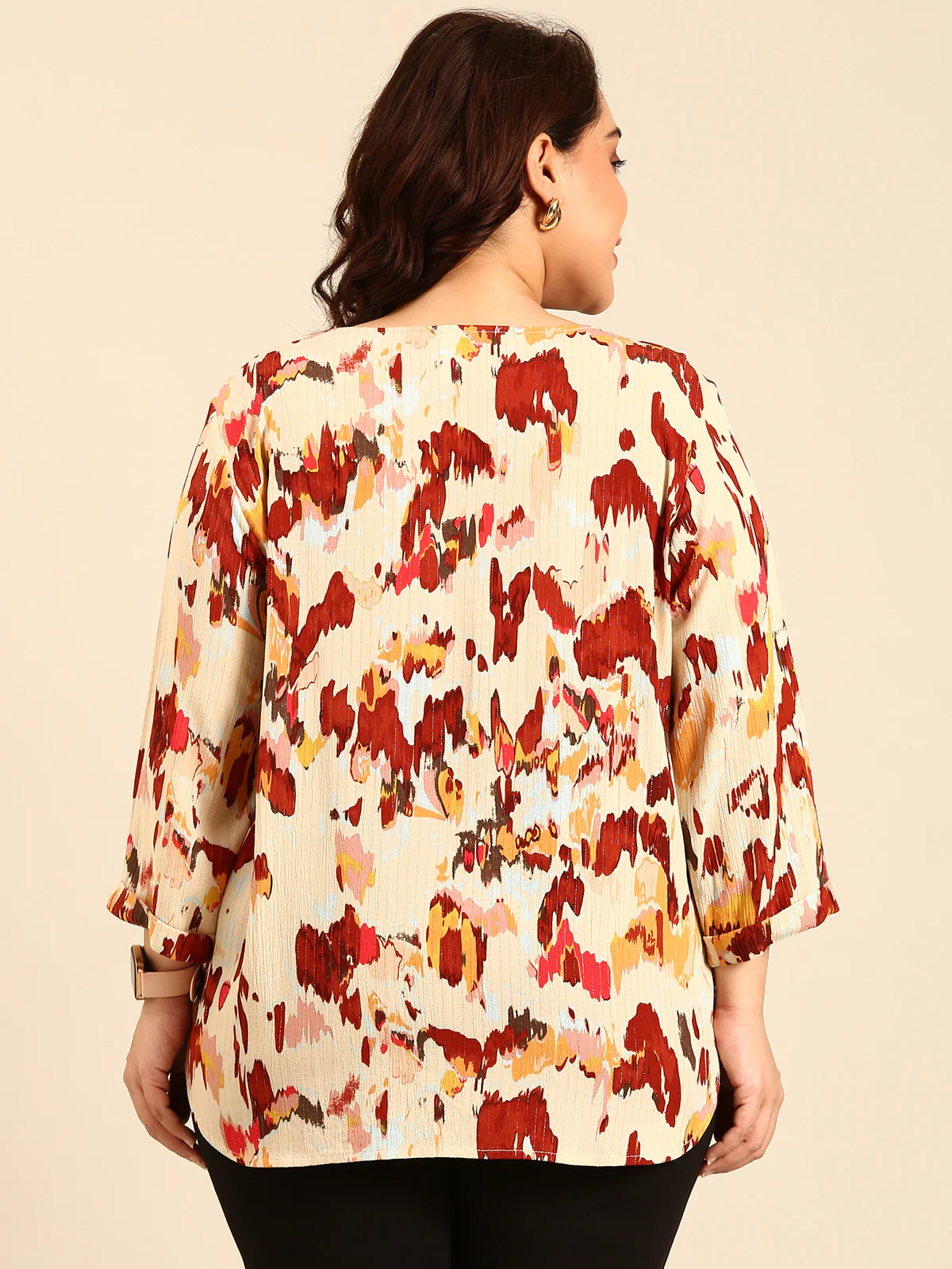 Women Plus Size Navy Floral Print Top - Image 2
