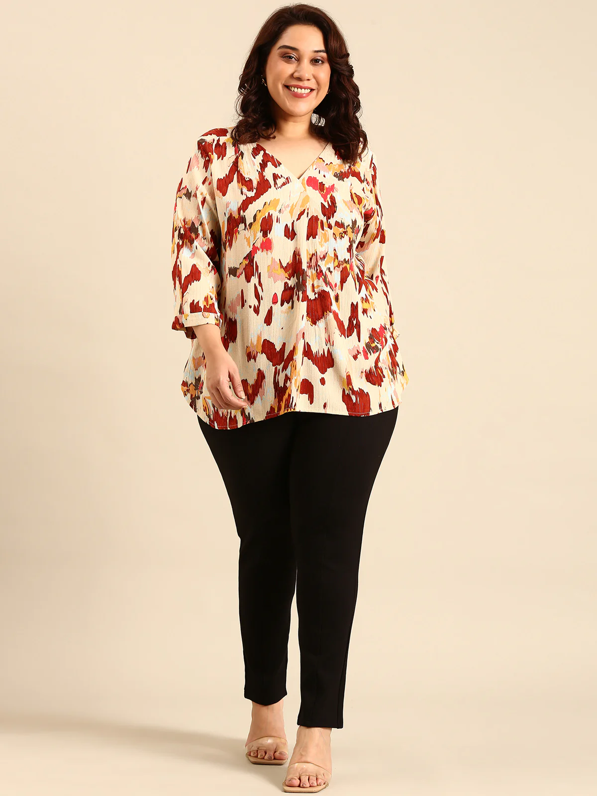 Women Plus Size Navy Floral Print Top - Image 6