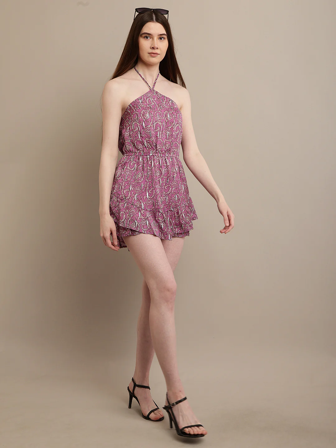 Women Purple Halter Jumpsuit - Image 7
