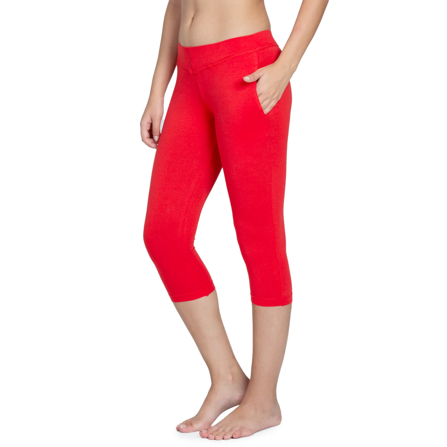 Women Red 3/4th Length Capri - Image 4