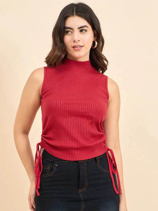 Women Red Odor-Free Sleeveless Top