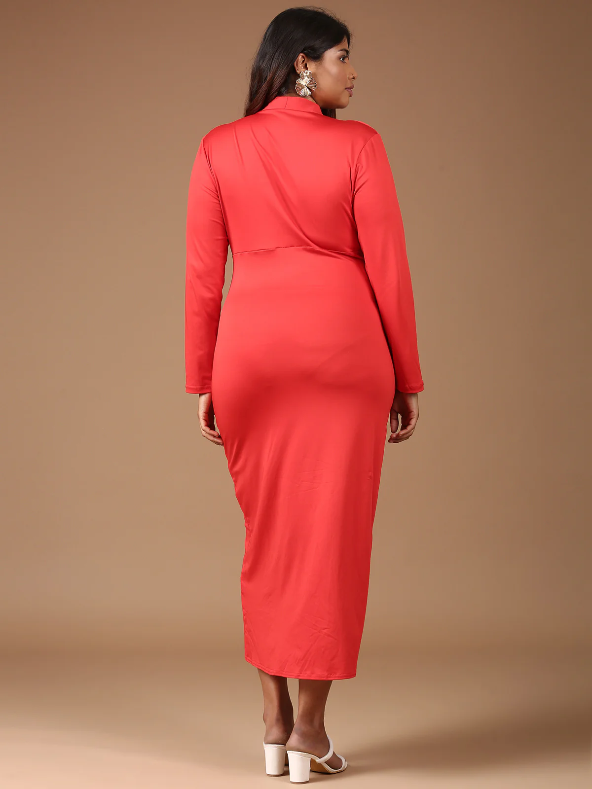Women Red Sheath Dress - Image 4