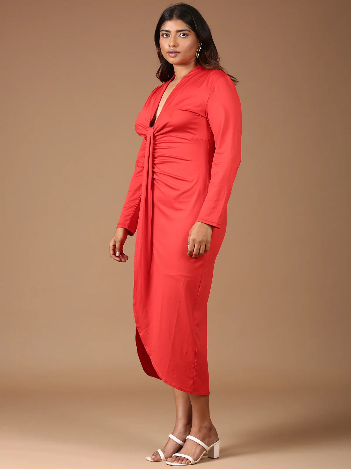 Women Red Sheath Dress - Image 5