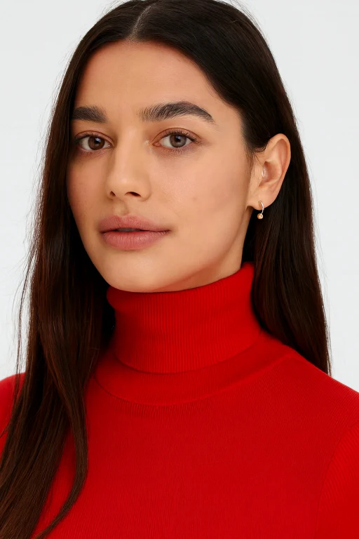 Women Red High-Neck Sweater - Image 4
