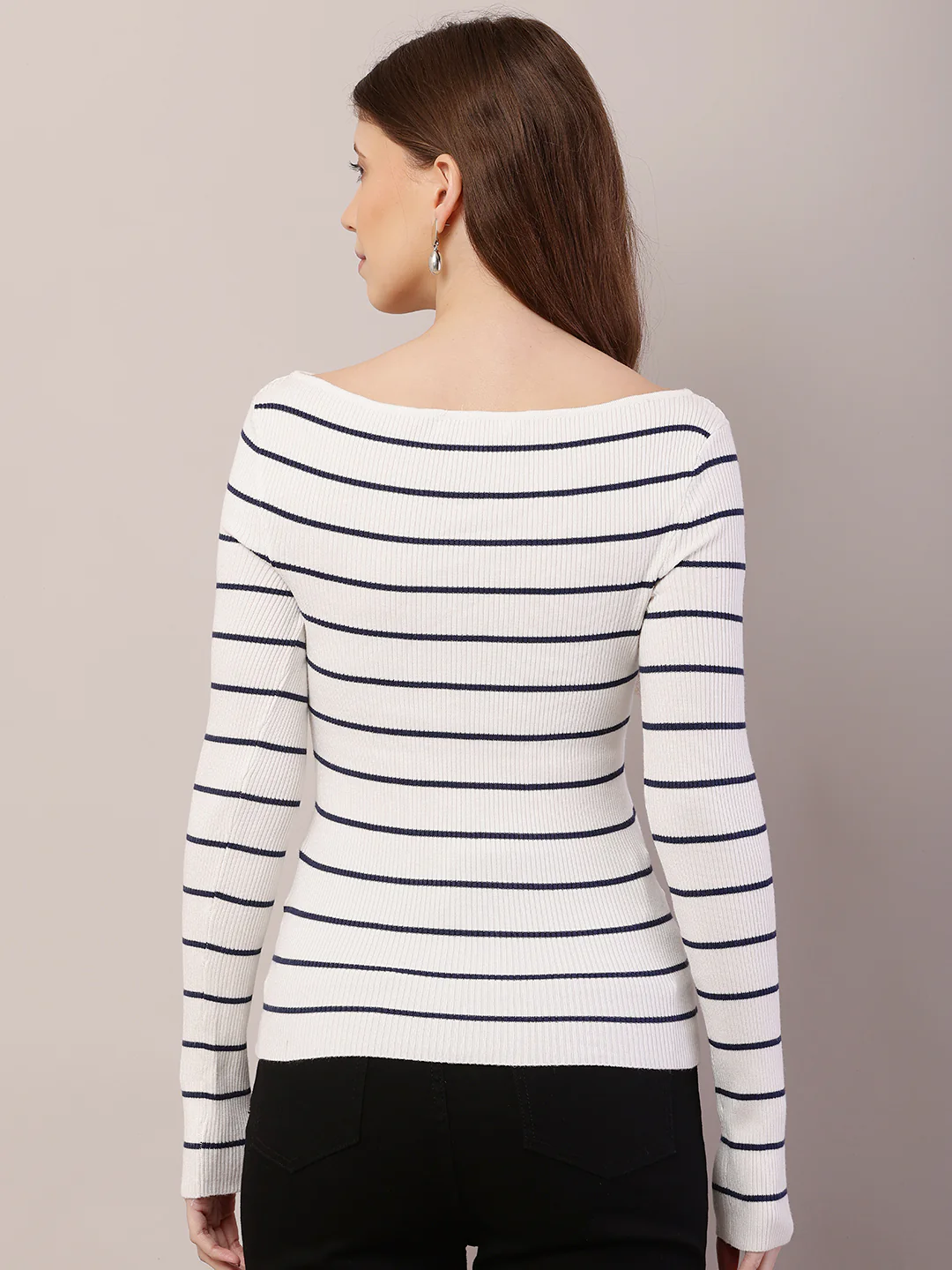 Women Ribbed White Top - Image 4