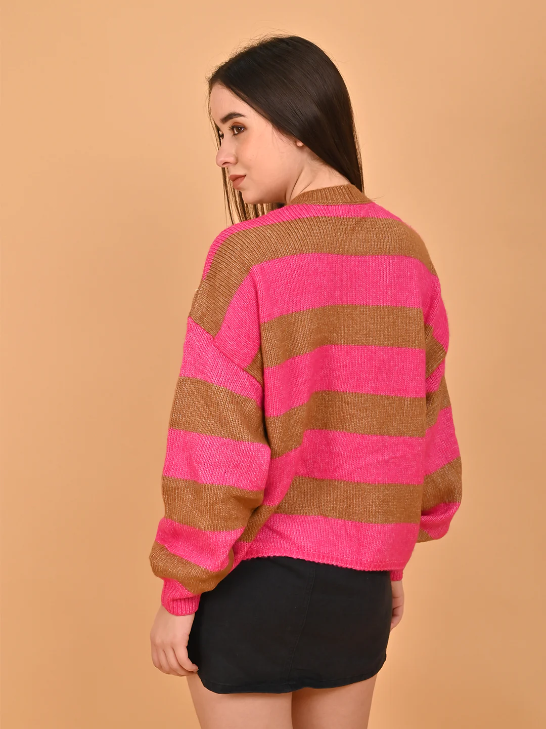 Women Striped Wool Blend Sweater - Image 3