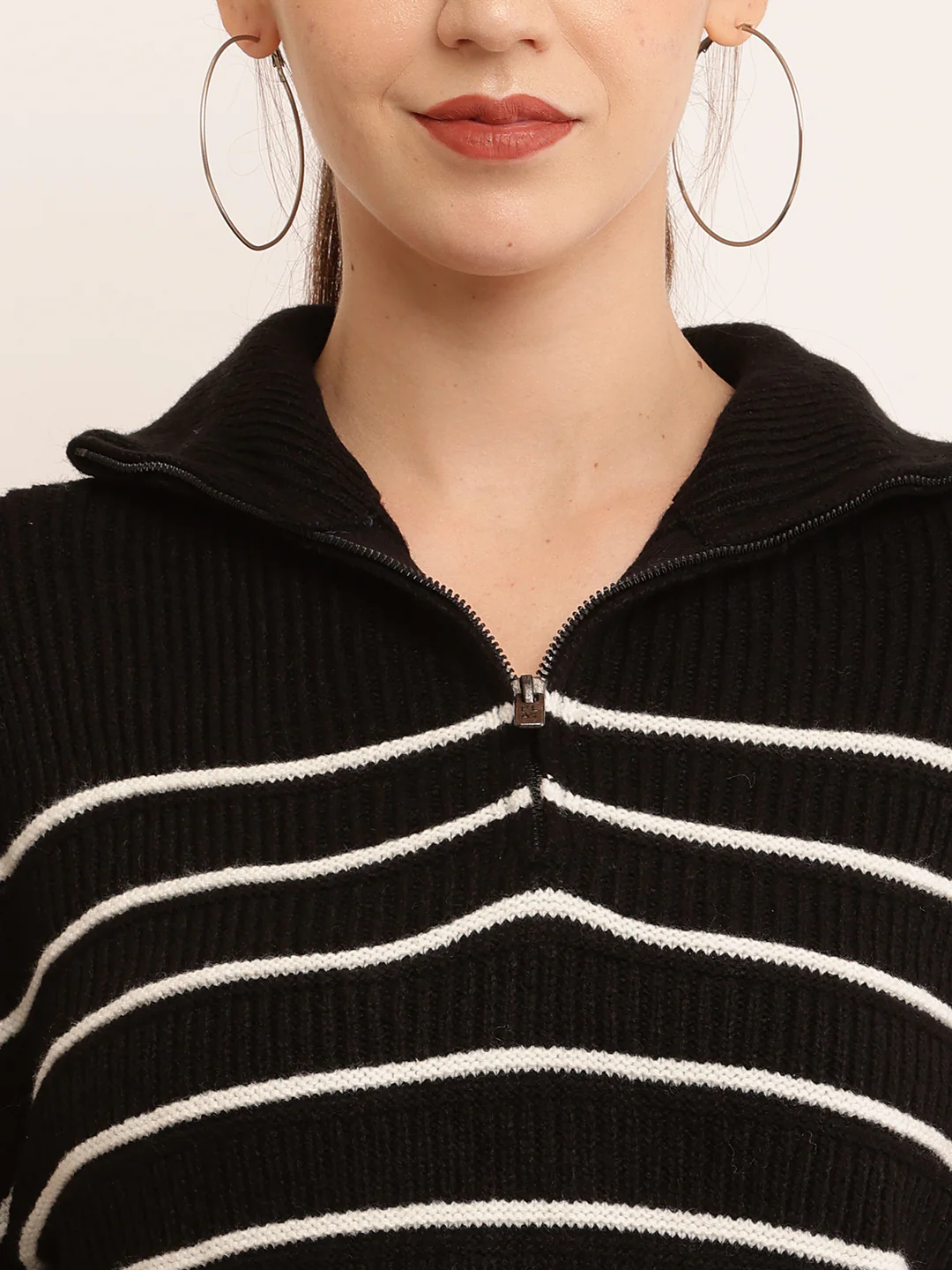 Women Stripped Zip Pullover - Image 5