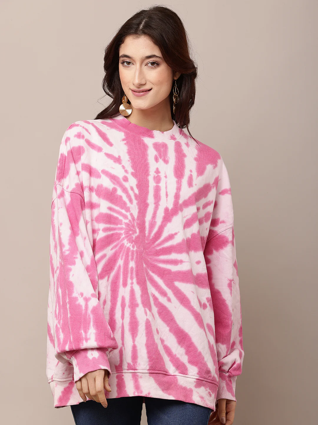 Women Tie-Dye Turtle Neck Oversized Sweatshirt