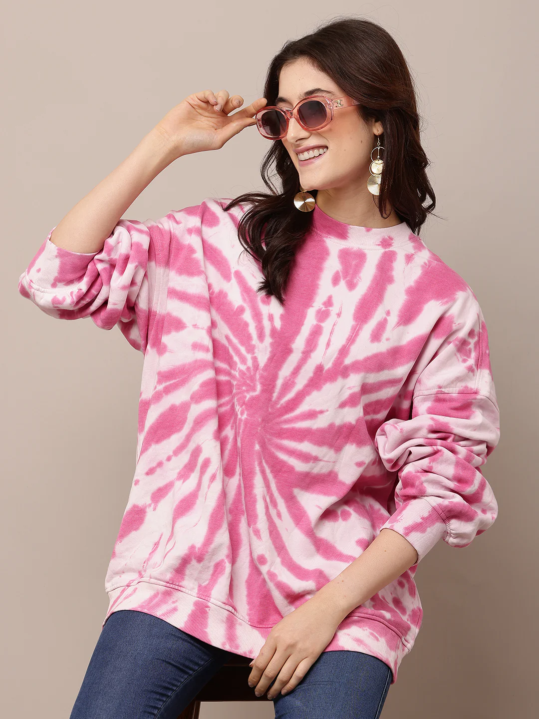 Women Tie-Dye Turtle Neck Oversized Sweatshirt - Image 2