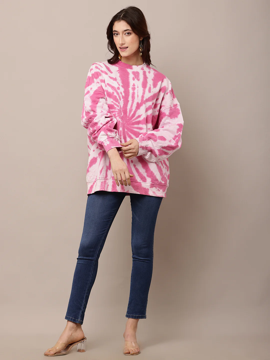 Women Tie-Dye Turtle Neck Oversized Sweatshirt - Image 3