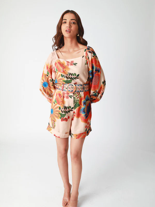 Women Tropical Romance Printed Co-Ord