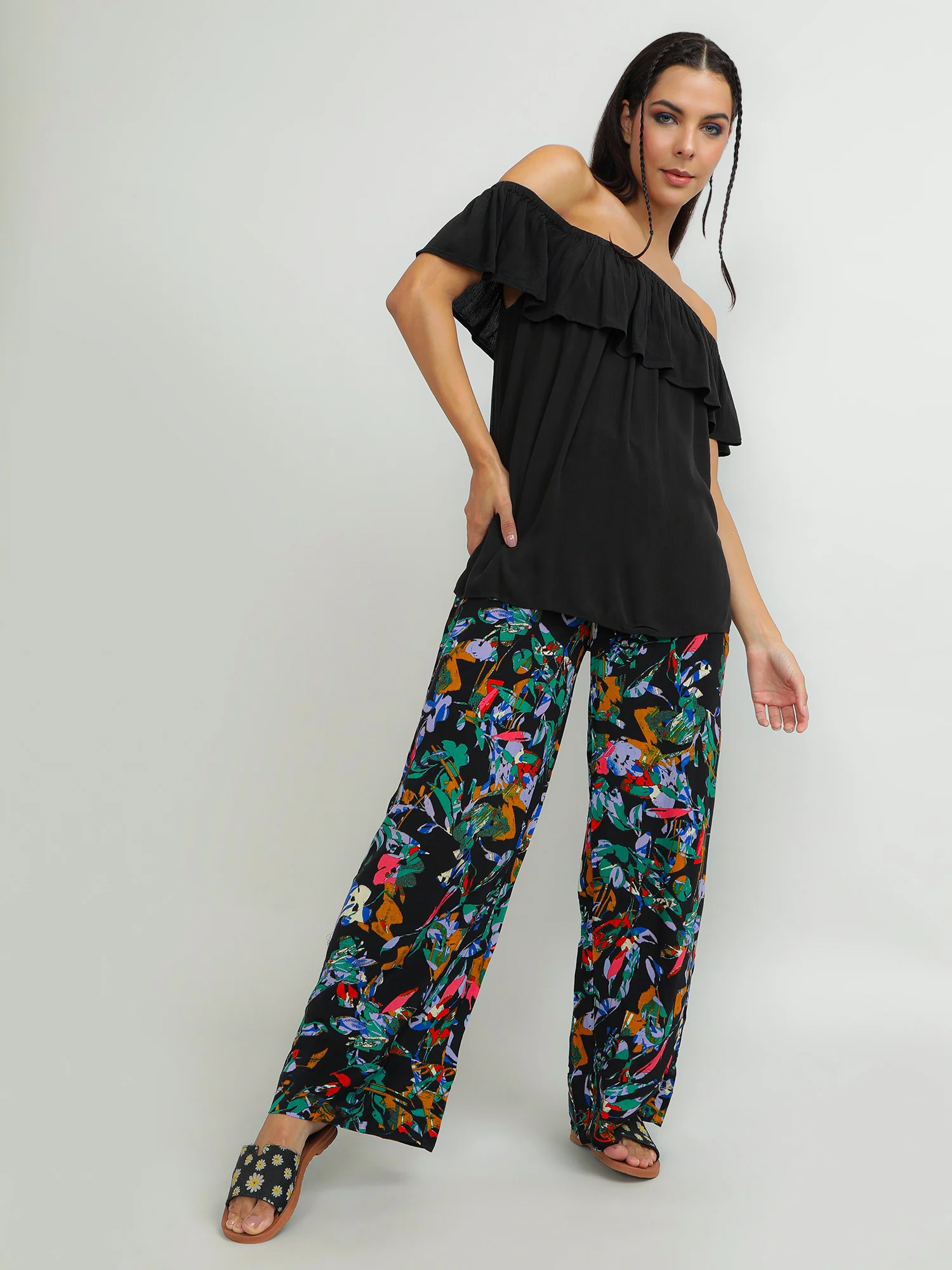 Women Viscose Black Simple Top - Image 2